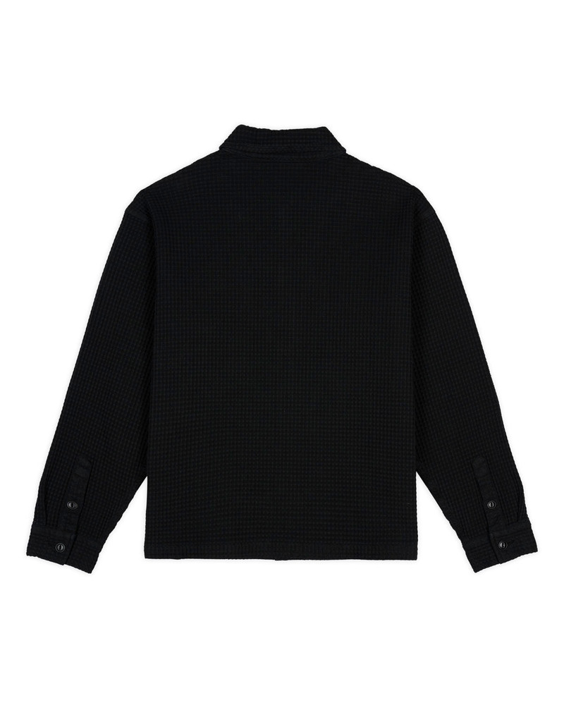 BRAIN DEAD Waffle Button Front Shirt - Washed Black outlook
