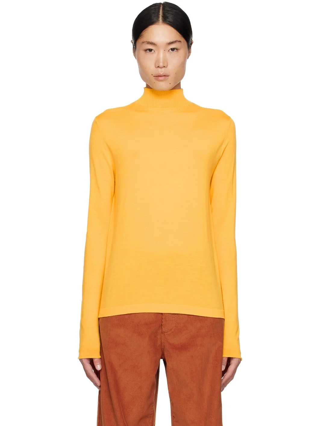 Yellow Embroidered Turtleneck - 1