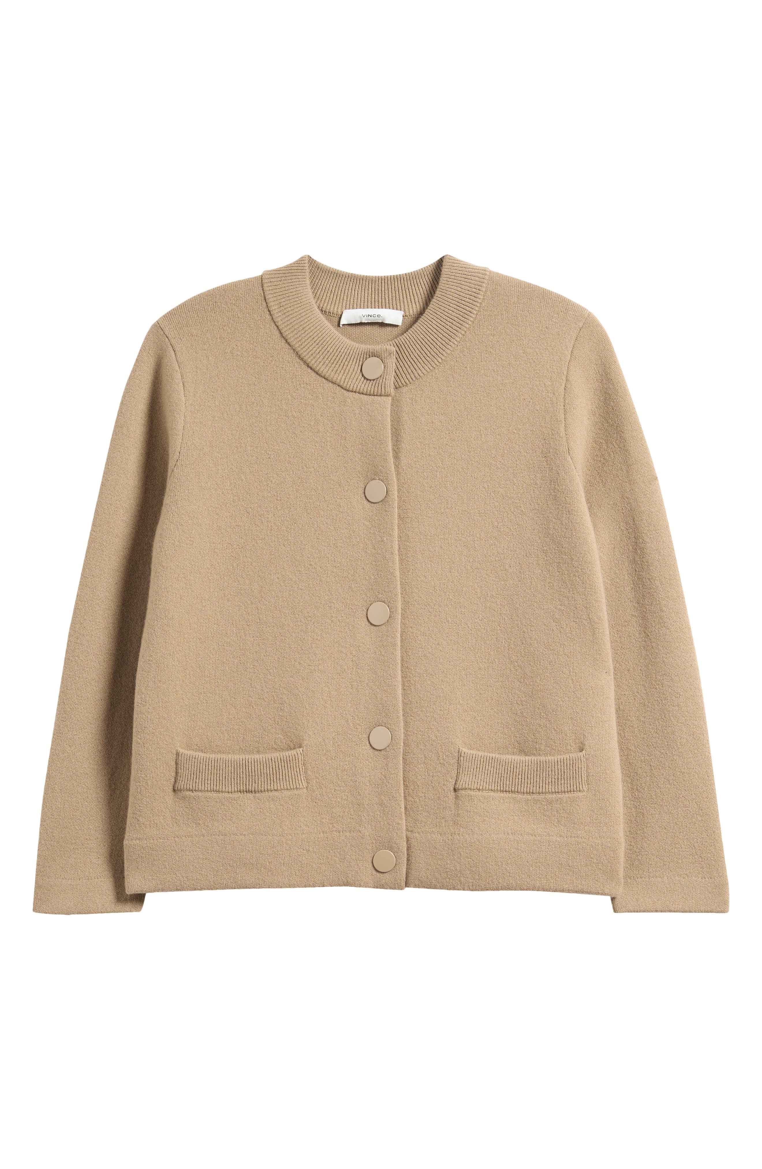Vince Shrunken Wool & Cashmere Snap Cardigan in Fawn at Nordstrom - 5