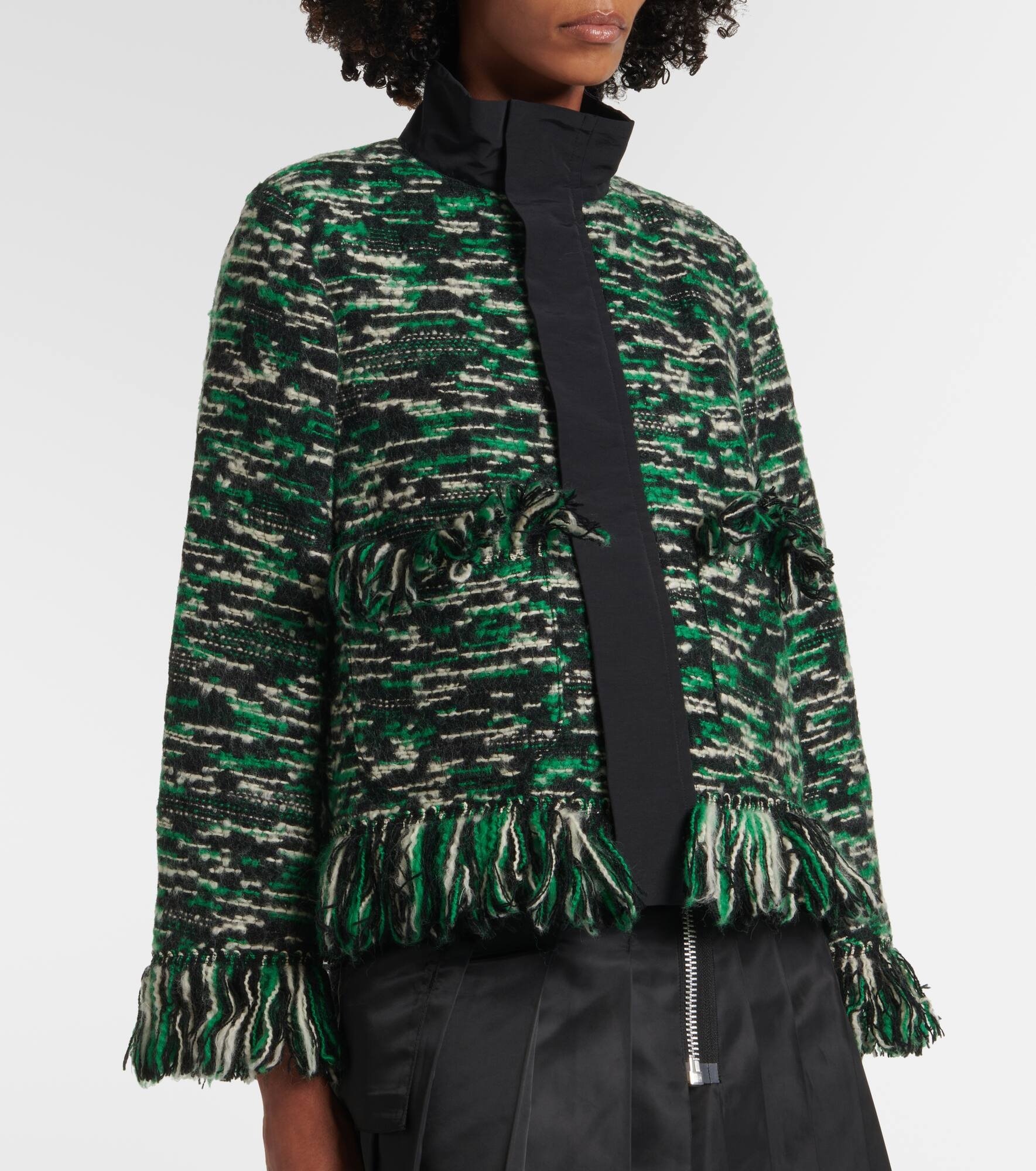 Fringed wool-blend tweed jacket - 5