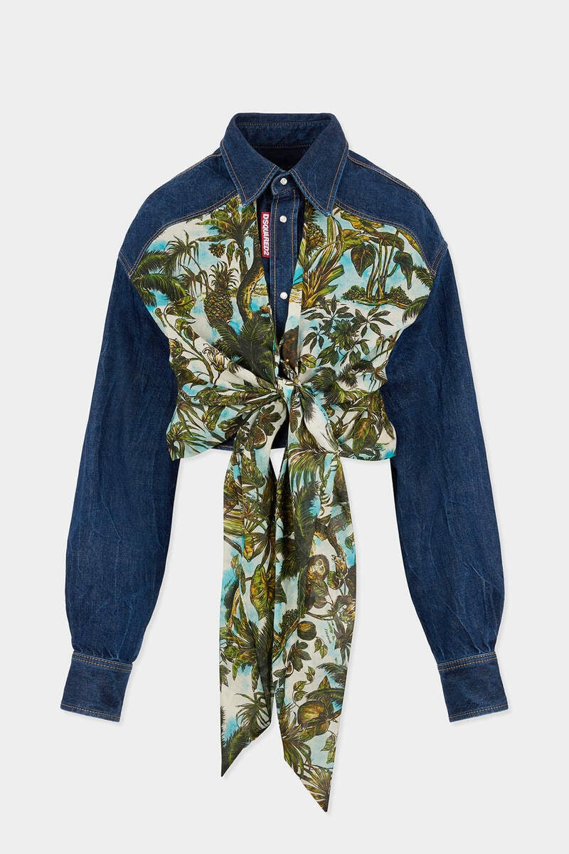 MONKEY BUSINESS DENIM MIX CROPPED SHIRT 1