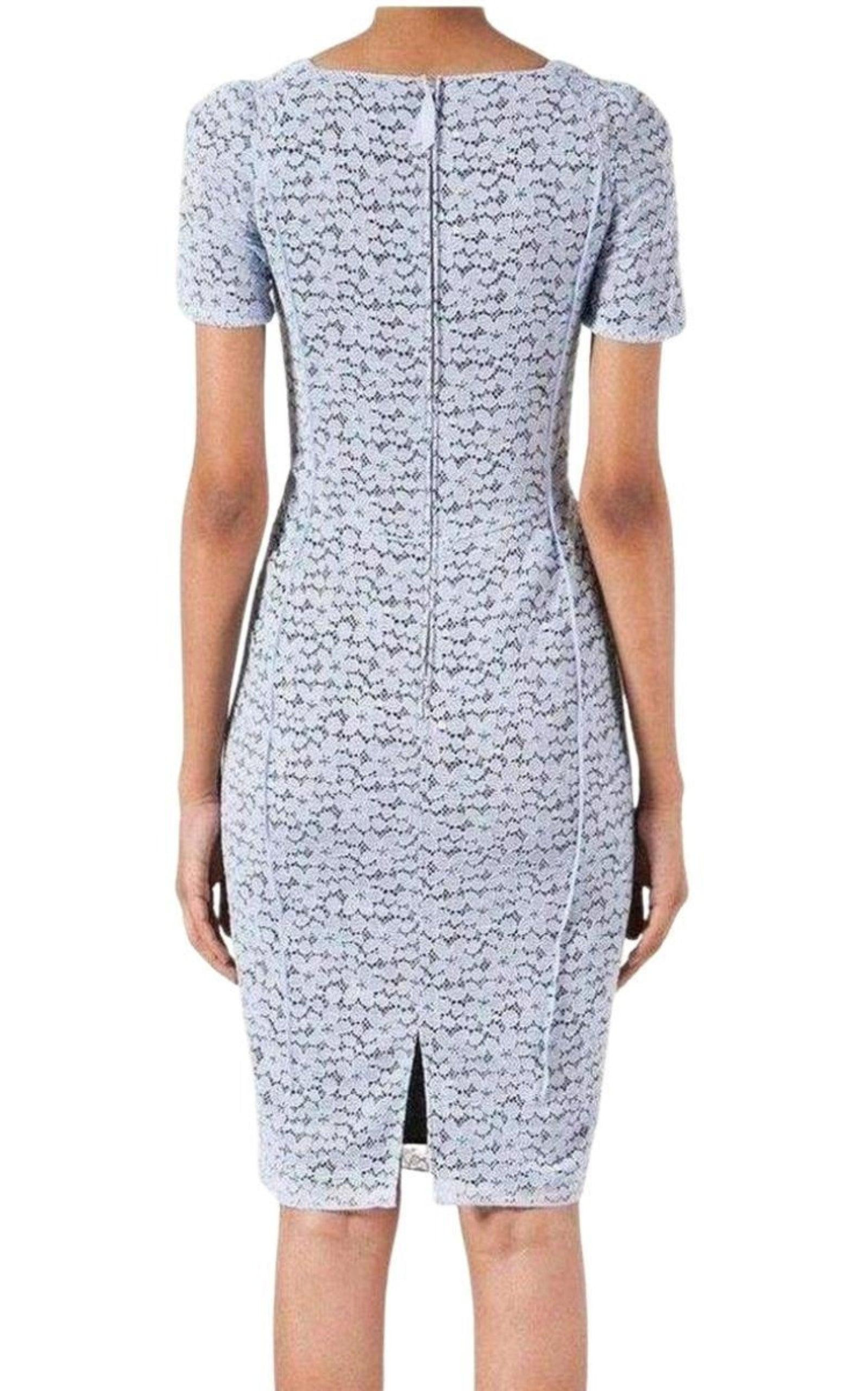 Lace Elbow Sleeve Fitted Dress - 4