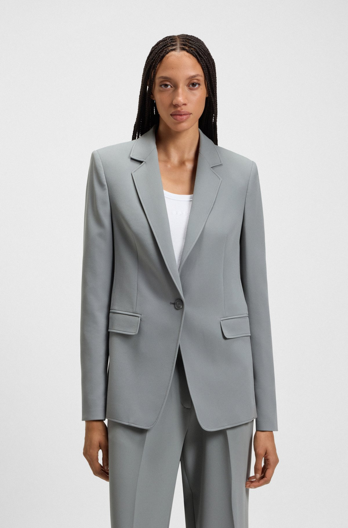 FITTED BLAZER IN STRETCH FABRIC - 2