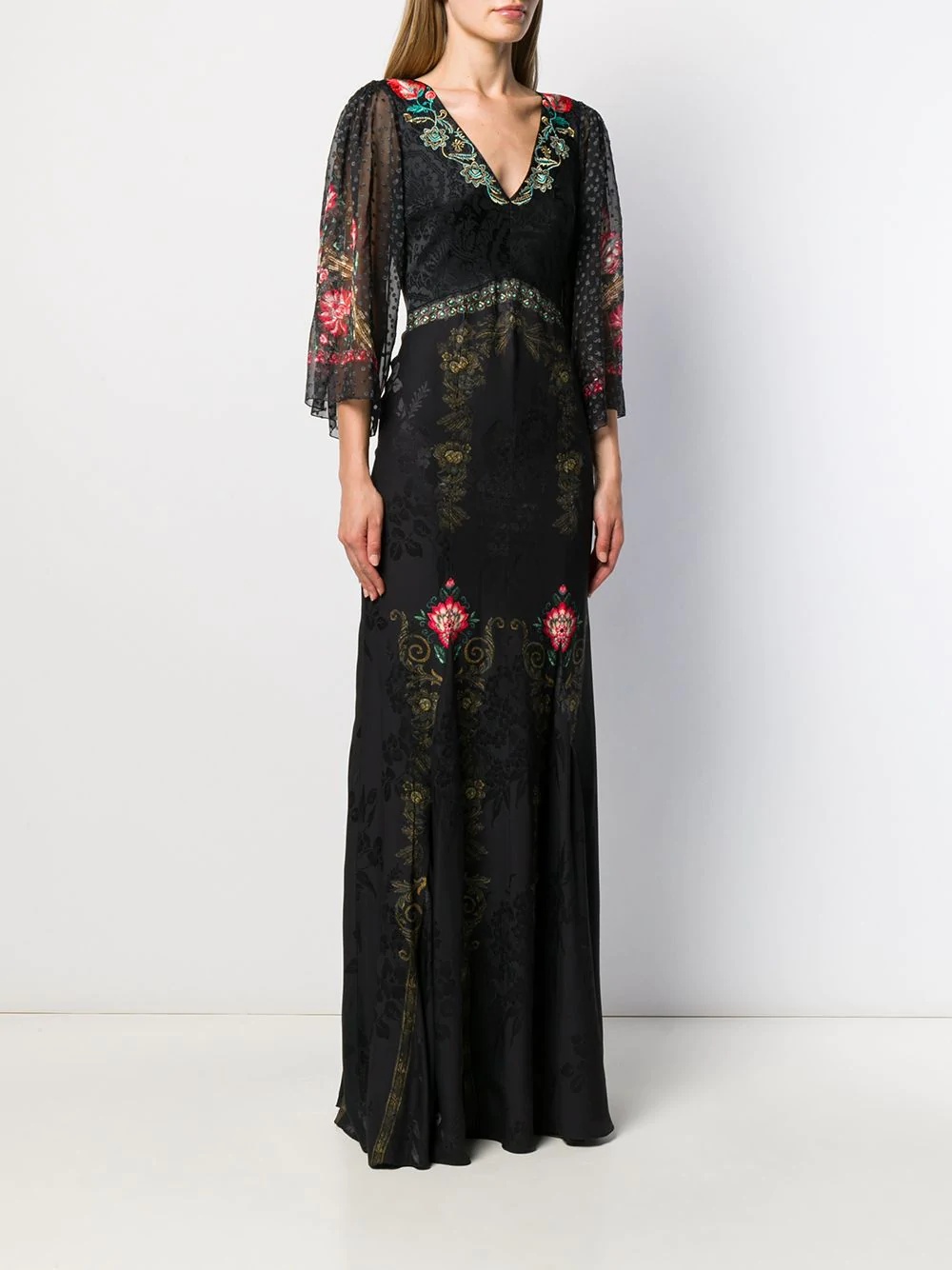 floral brocade long dress - 3