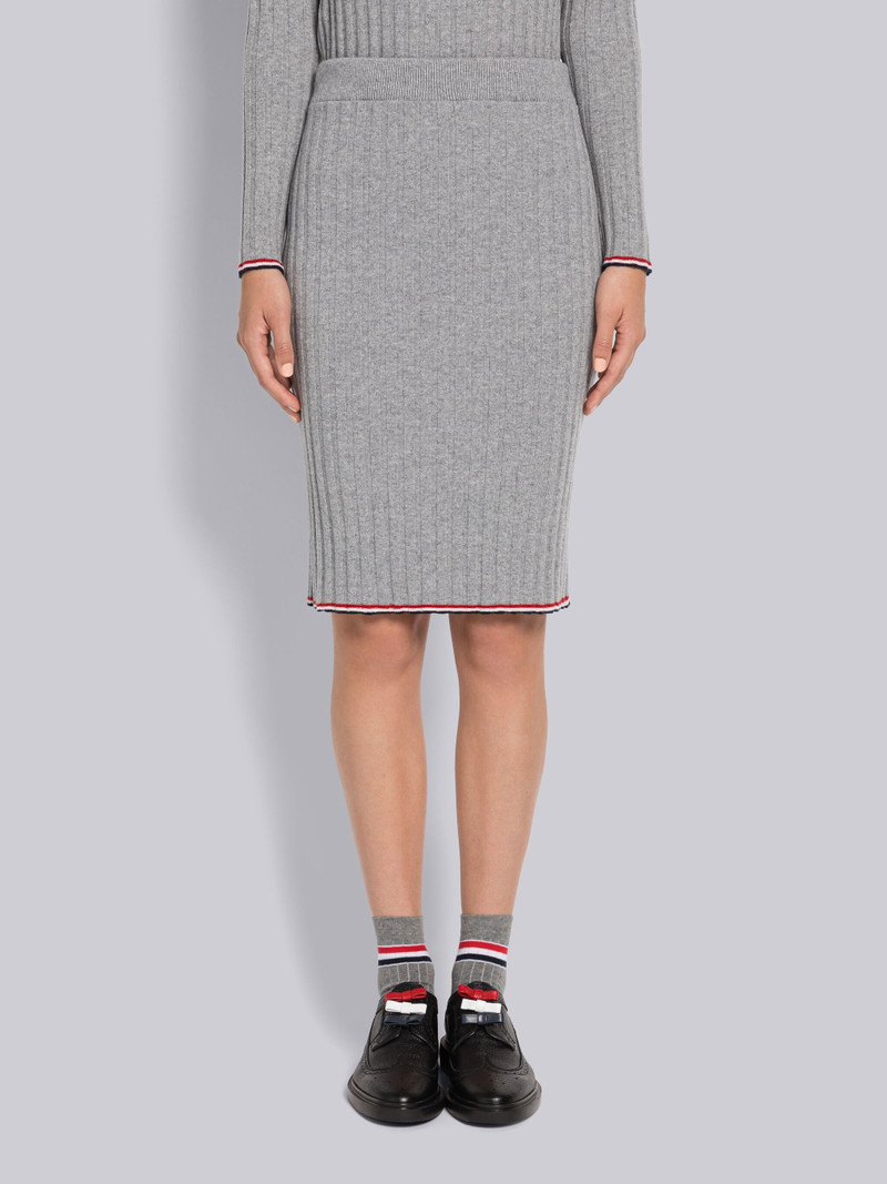 Wide Rib Cashmere Tipping Pencil Skirt 1