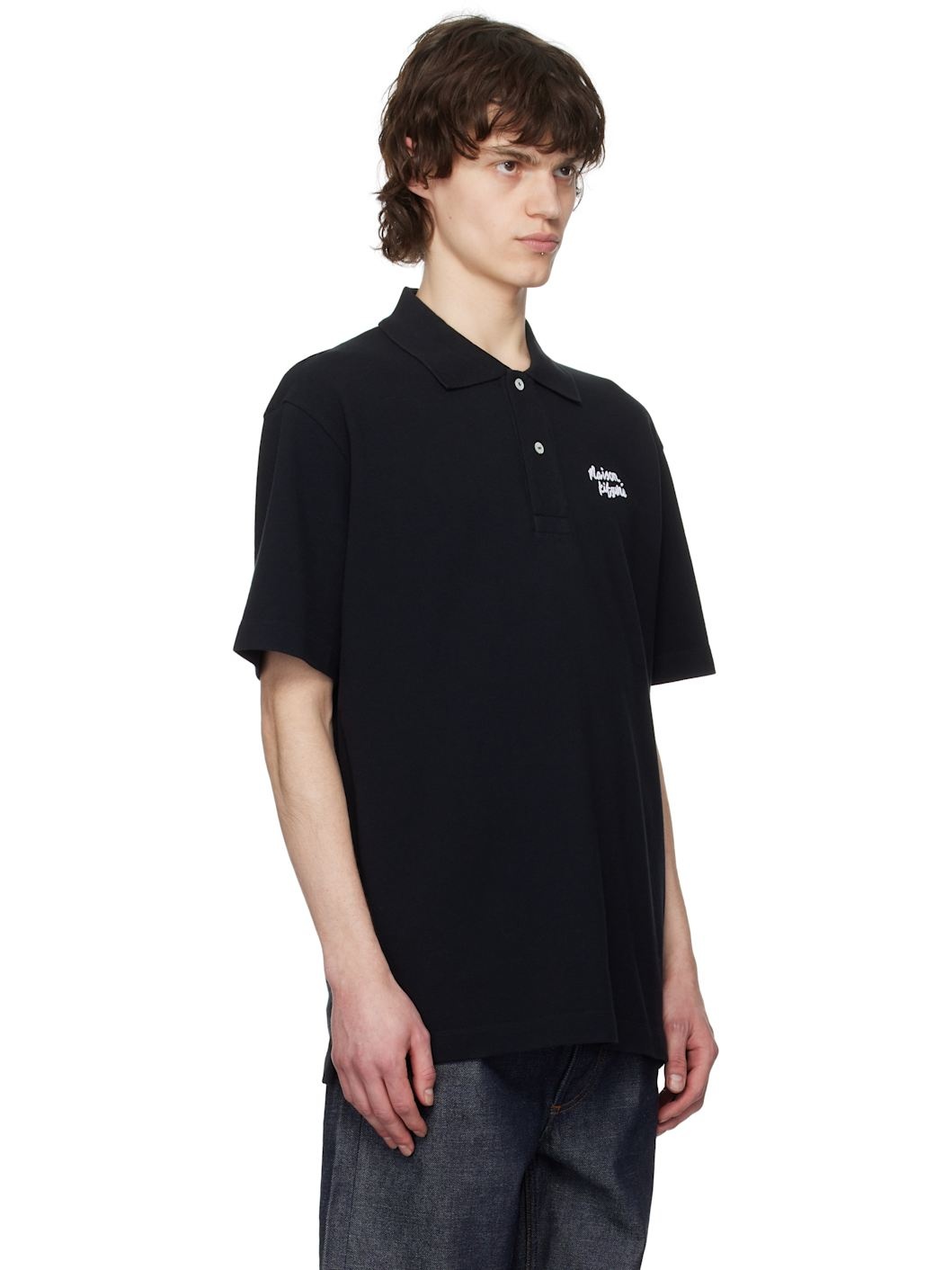 Black 'Maison Kitsuné' Handwriting Comfort Polo - 2