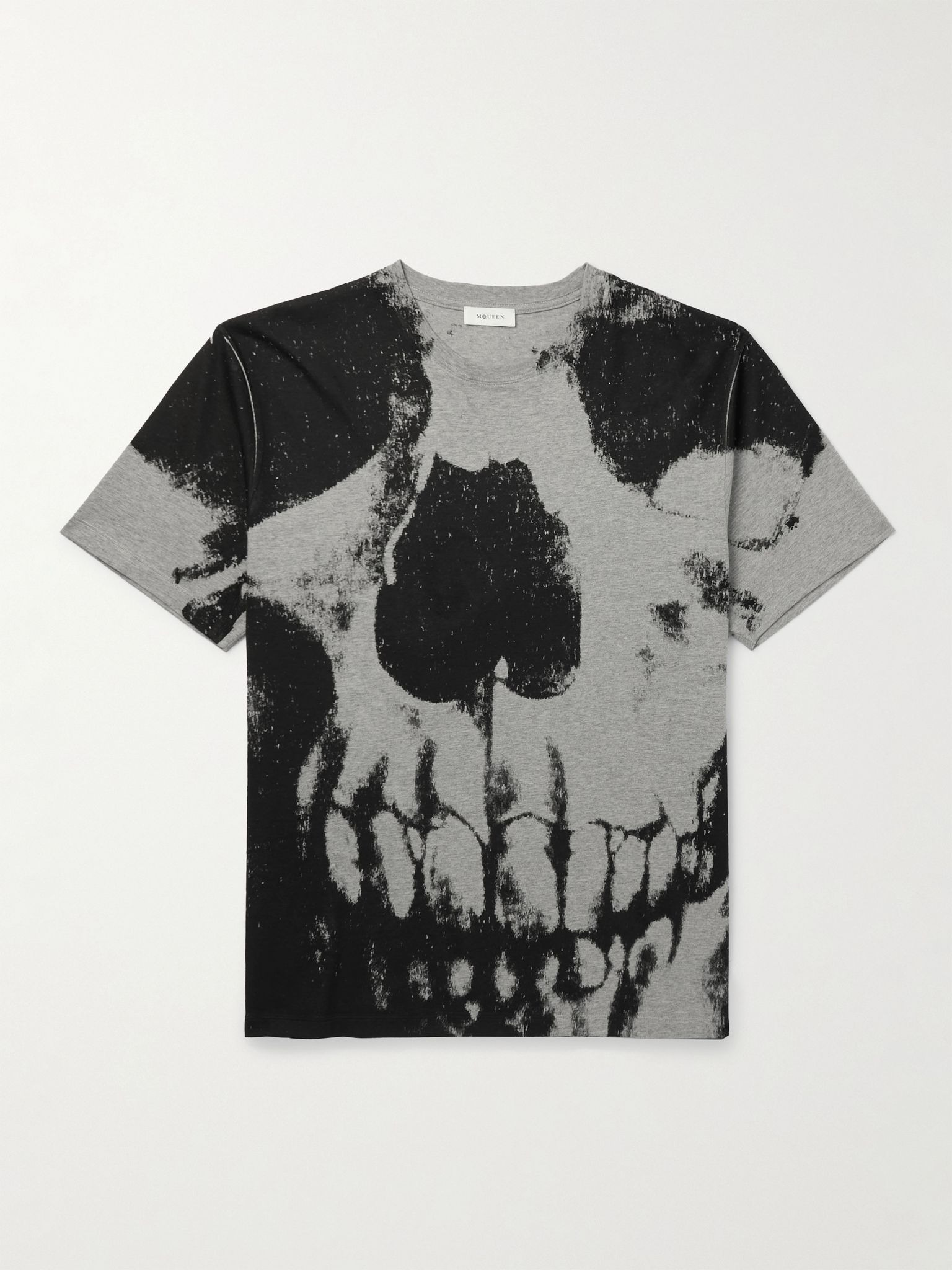 Printed Cotton-Jersey T-Shirt Gray - 1