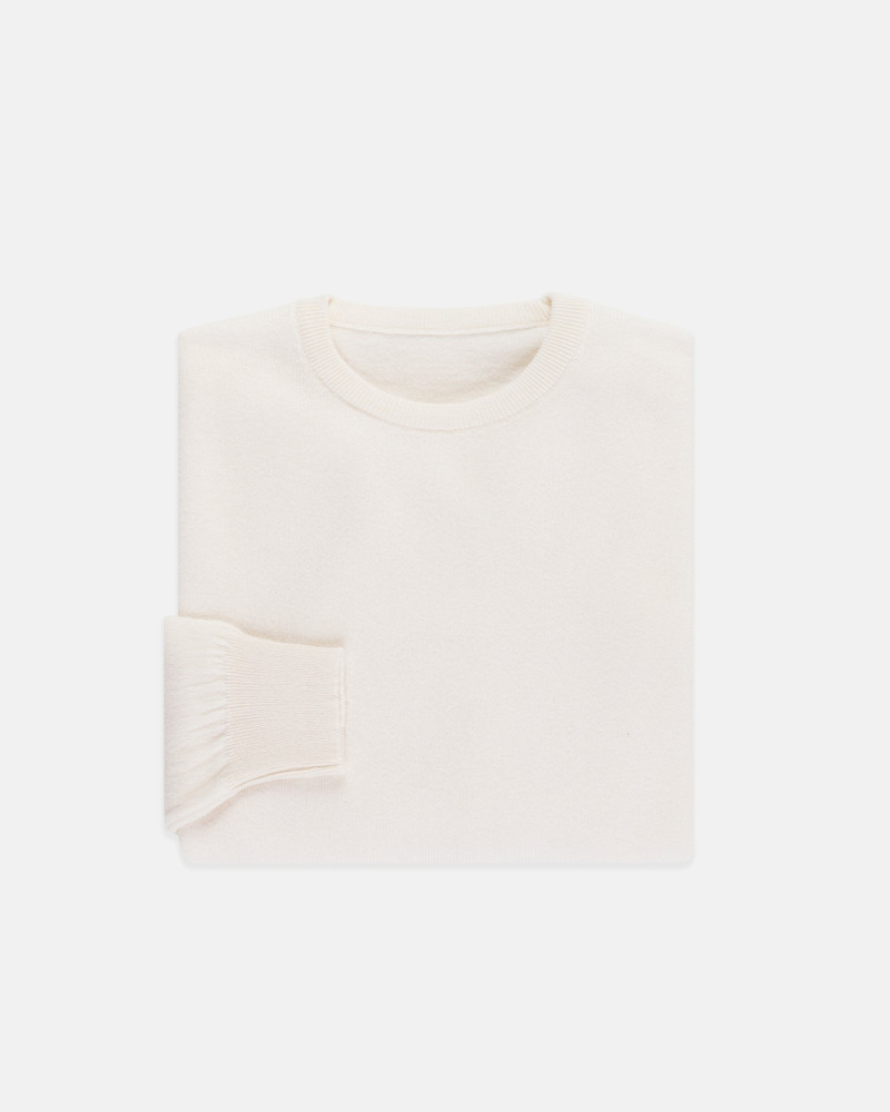 J. PRESS MADE-IN-SCOTLAND WHITE CASHMERE CREWNECK SWEATER outlook