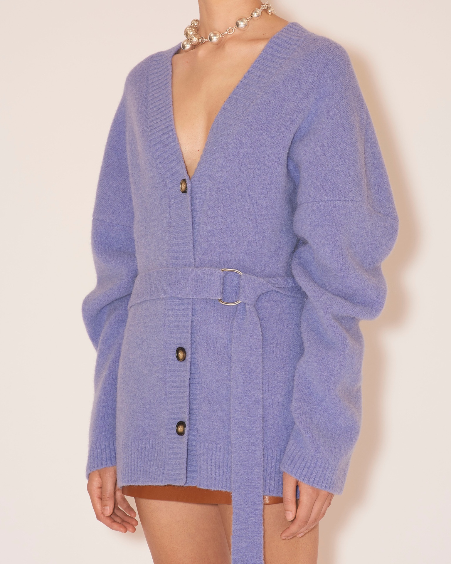 ESRE - Belted cardigan - Lilac - 5