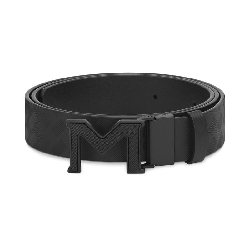 M buckle Extreme 3.0 black/plain black 35 mm reversible leather belt 1