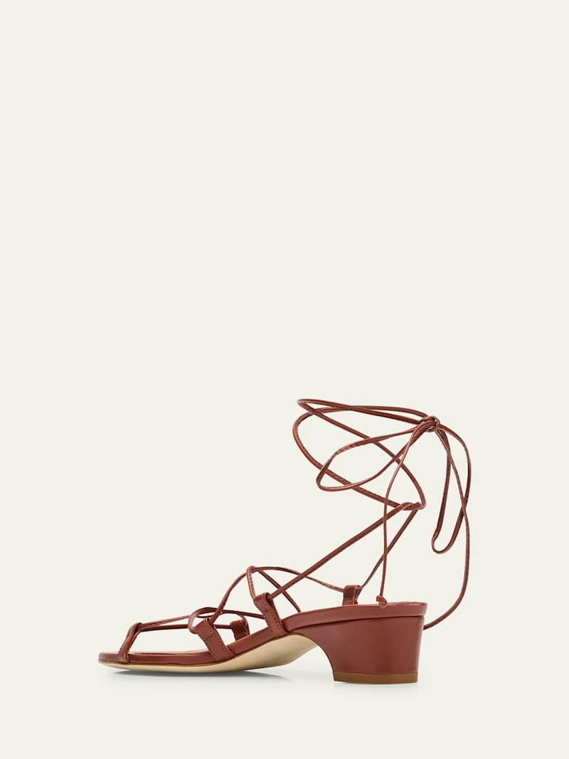 Manolo Blahnik Dellasan Leather Kitten-Heel Sandals outlook