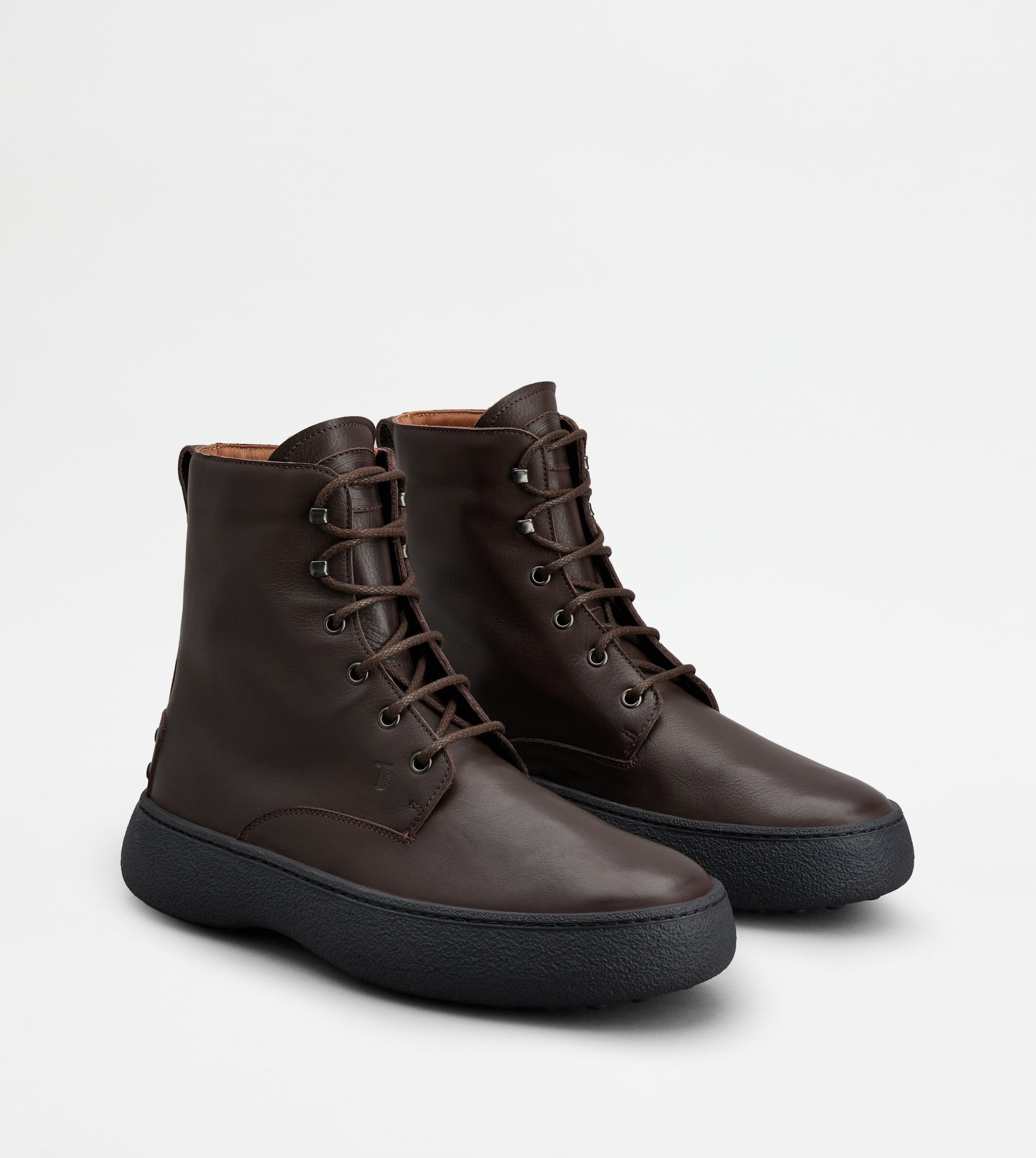 TOD'S W. G. LACE-UP ANKLE BOOTS IN LEATHER - BROWN - 3