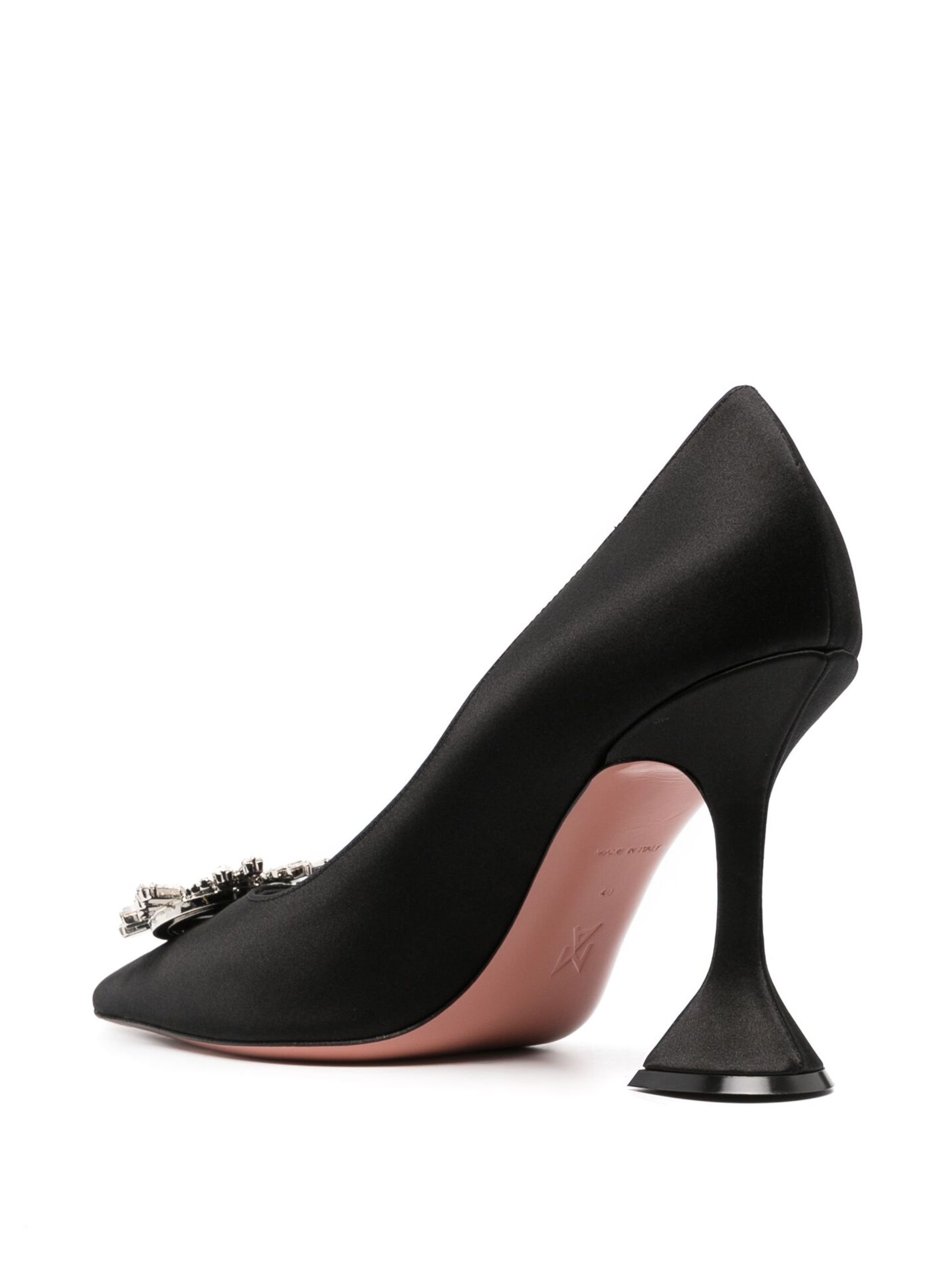 black Begum 95 Crystal Satin Pumps - 3