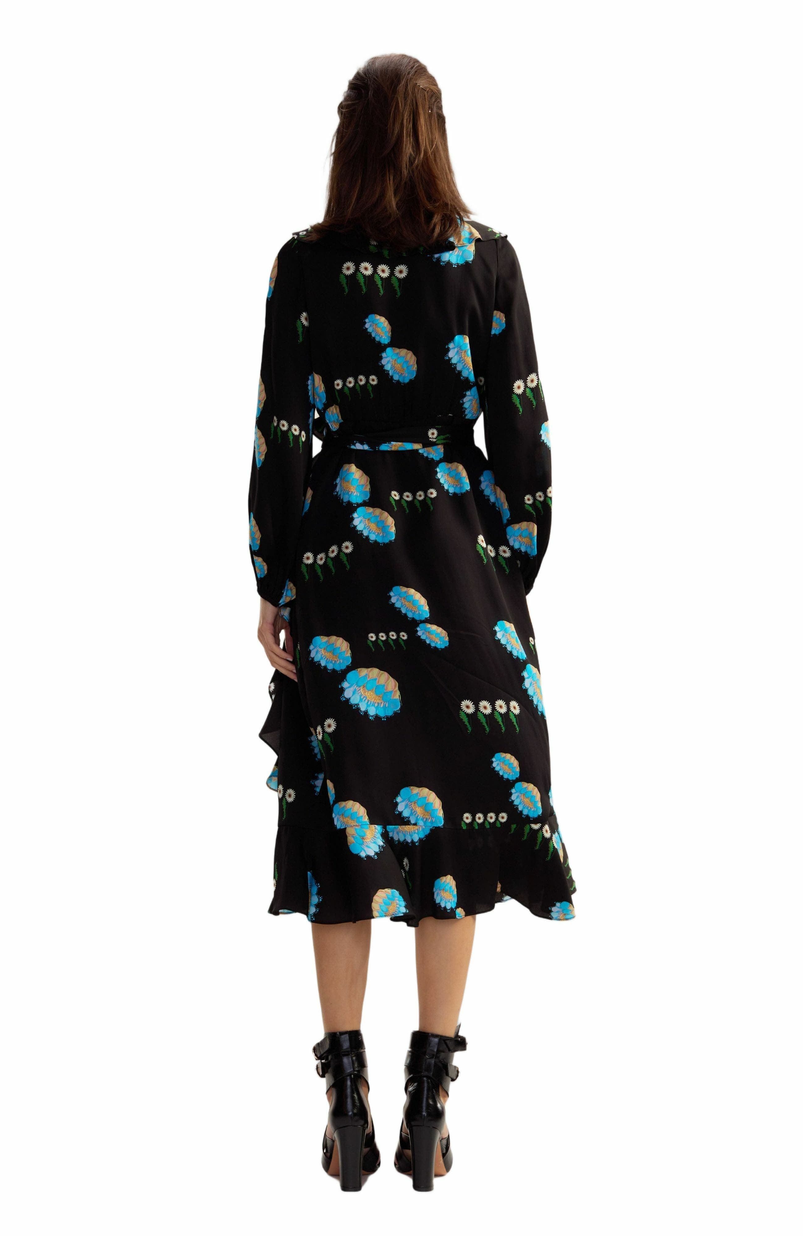 Cynthia Rowley Eve Wrap Dress in Black Floral at Nordstrom - 3