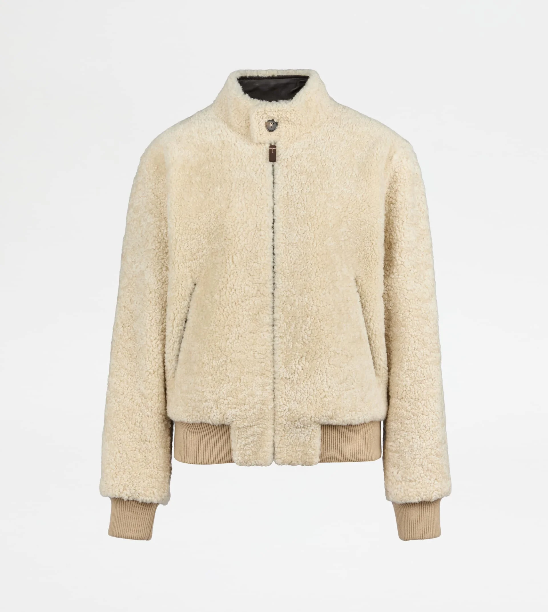 BOMBER JACKET IN SHEARLING - BURGUNDY - 1