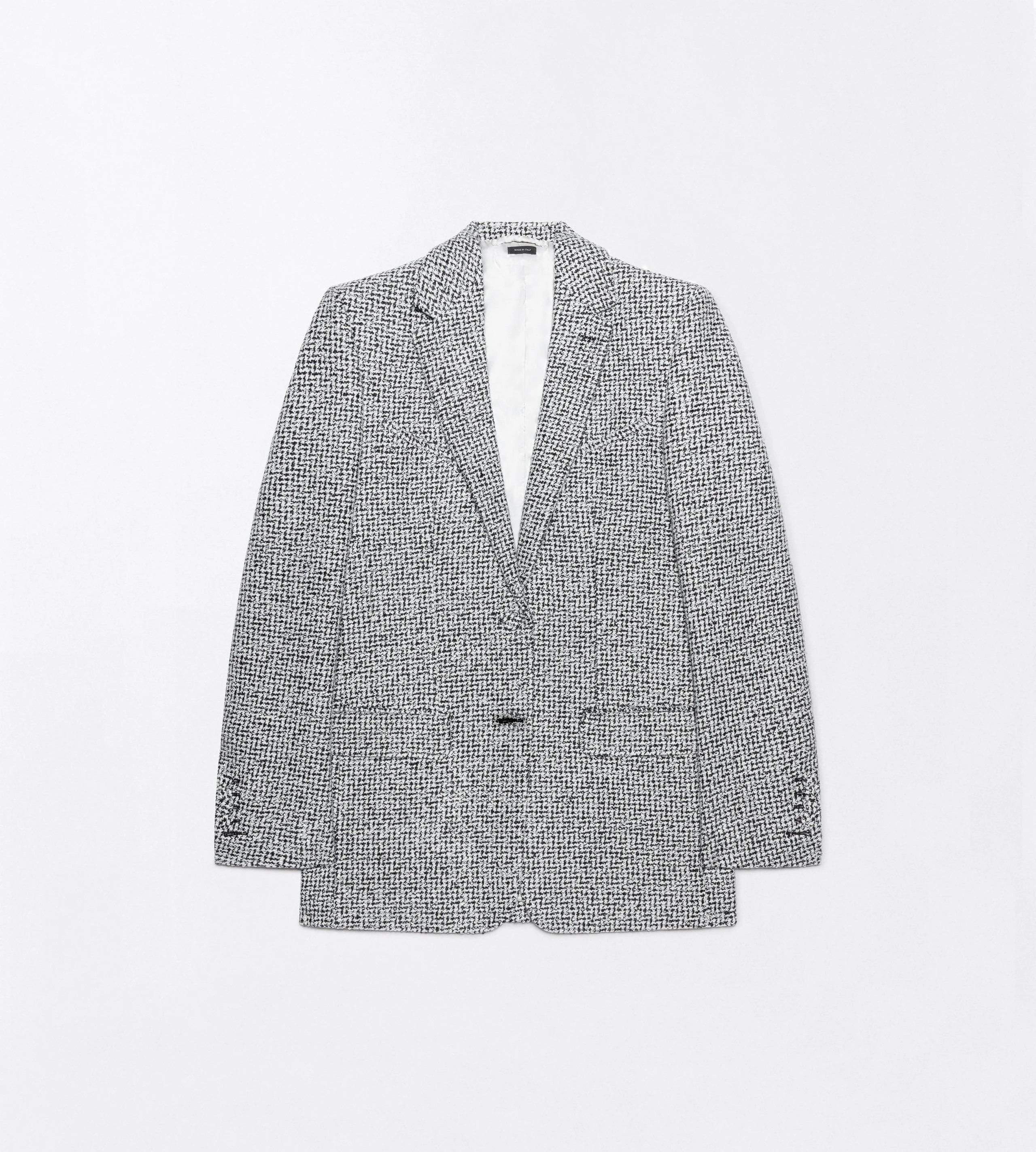 SEQUINED BROKEN CHEVRONS TWEED WOOL BLEND WESTERN JACKET - 1