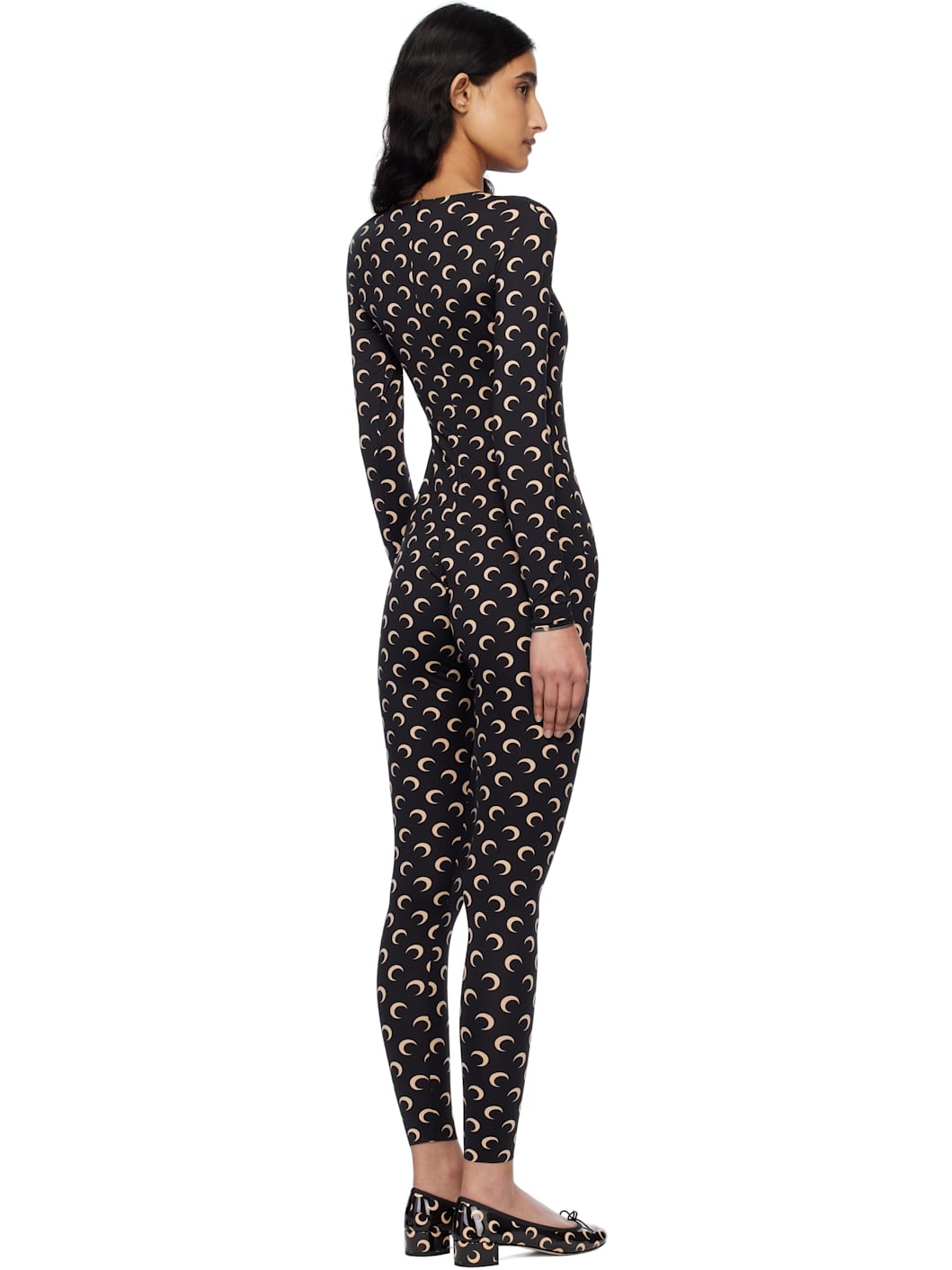 Black & Beige Recycled Jersey Moon Catsuit - 3