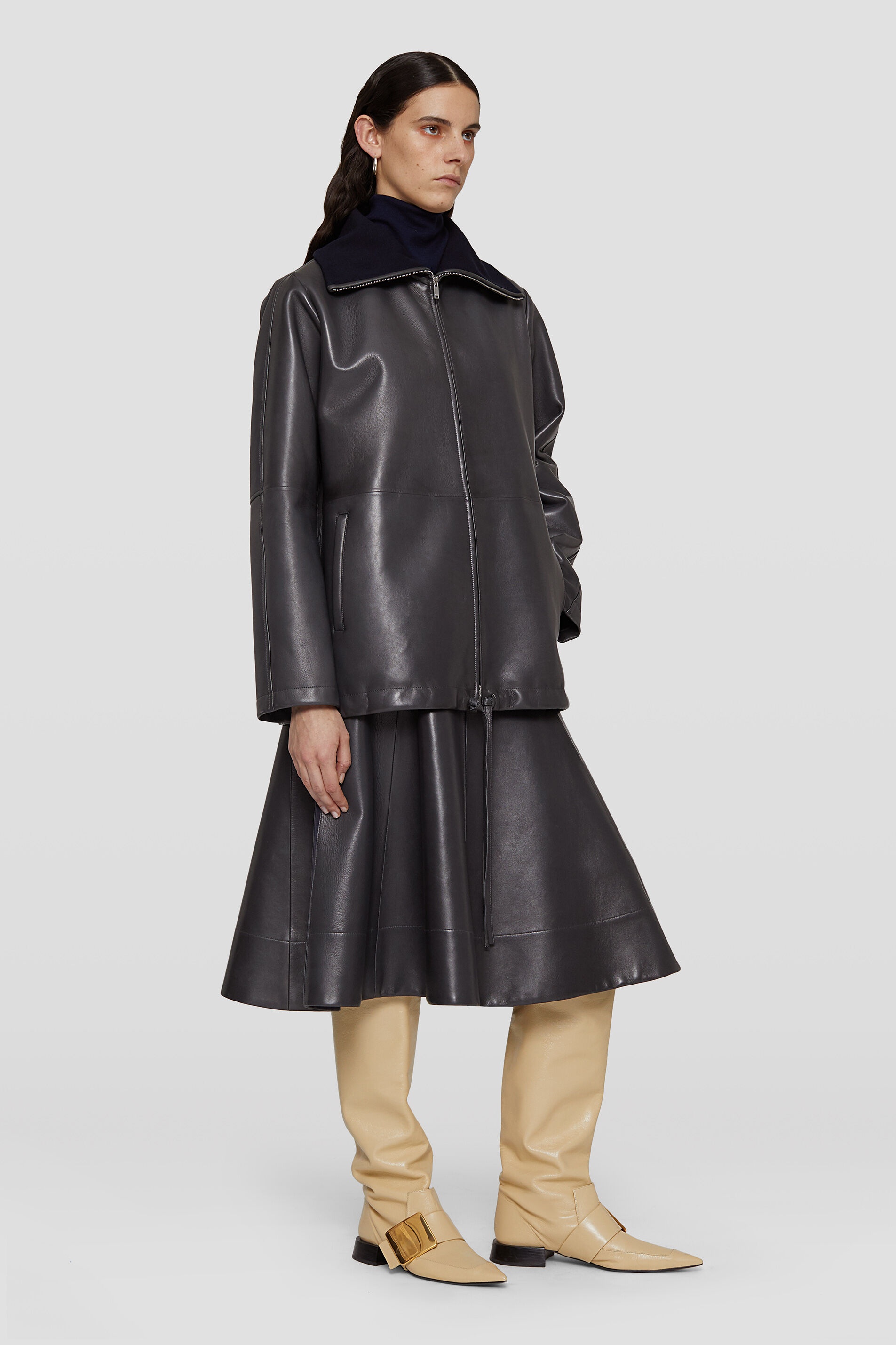 Panelled Leather Skirt - 3