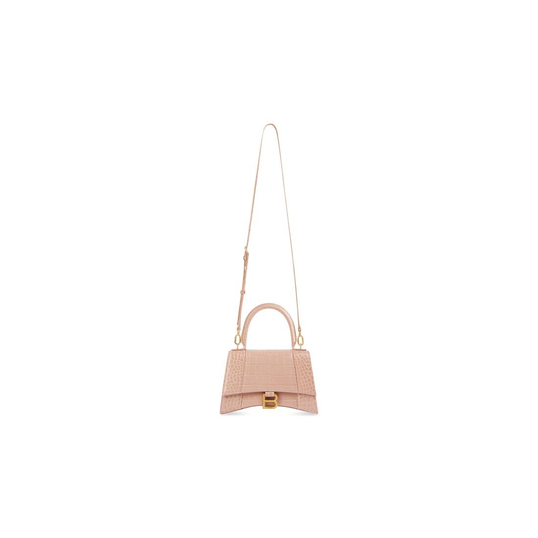 Women's Hourglass Small Handbag Crocodile Embossed in Beige - 5