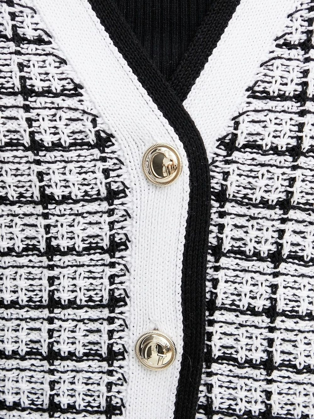 checked buttoned cardigan - 4