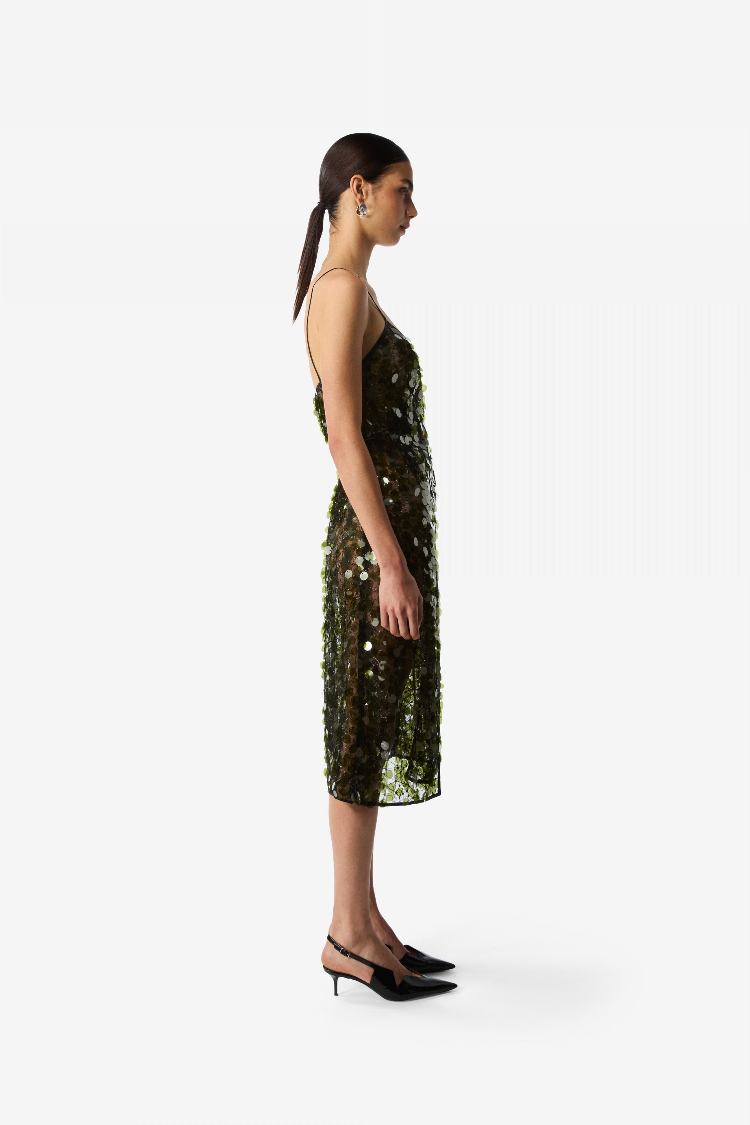 C-Logo Sequin Wrap Slip Dress - 4
