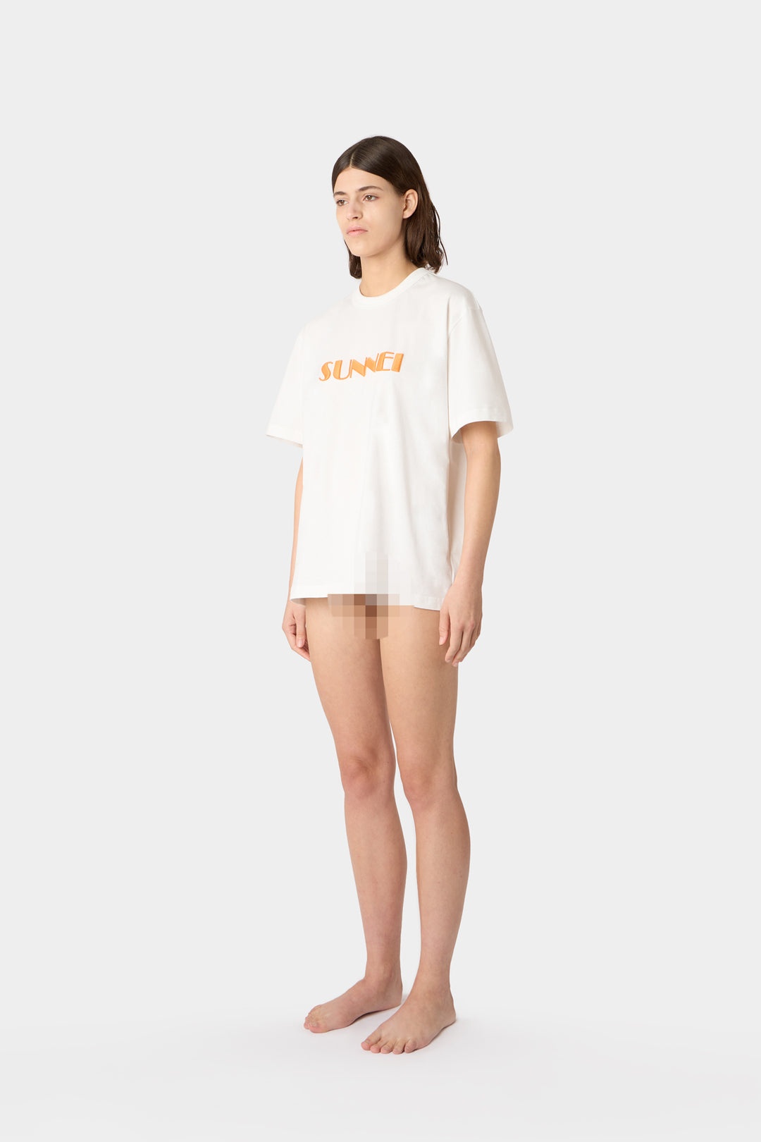 EMBROIDERED BIG LOGO T-SHIRT / off-white & peach - 5