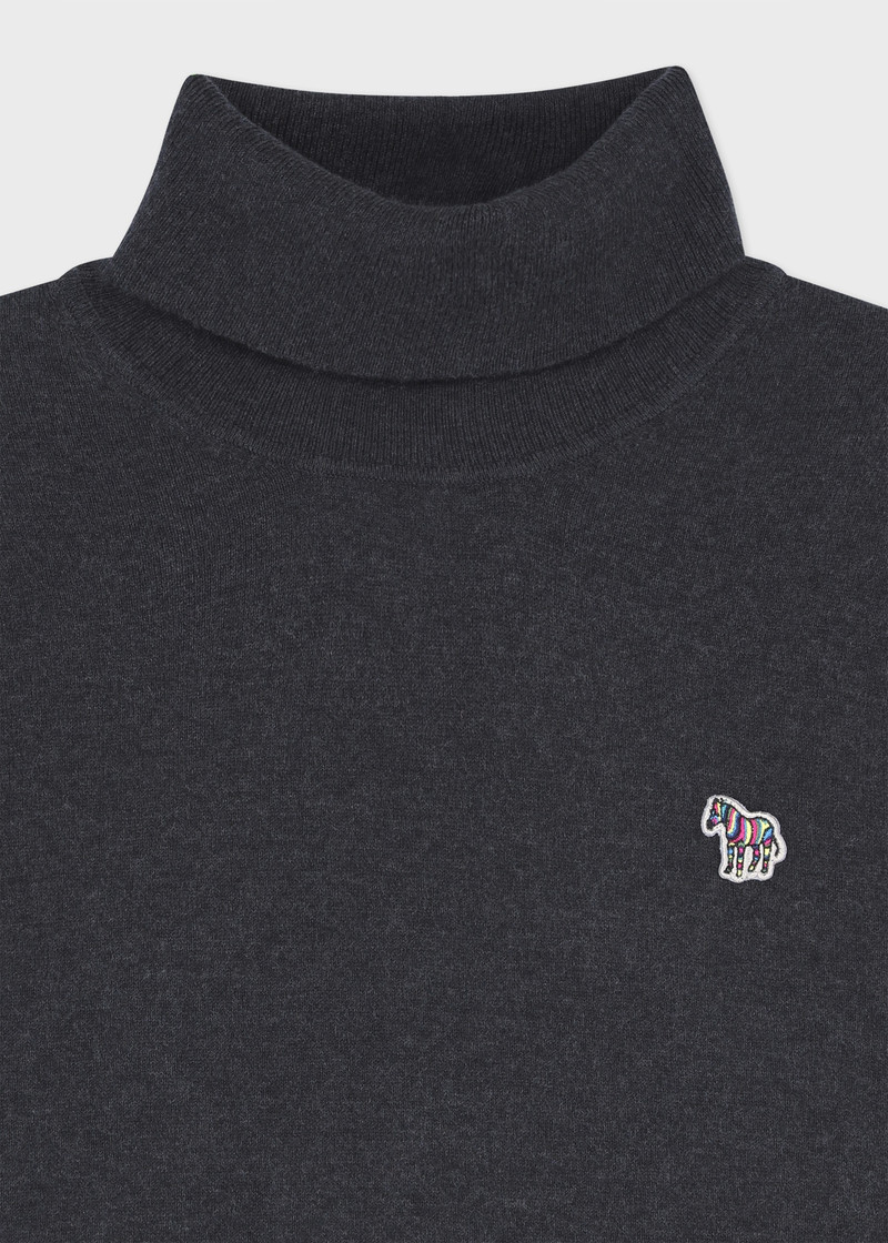 Dark Grey 'Zebra' Cotton-Blend Roll Neck Sweater 3