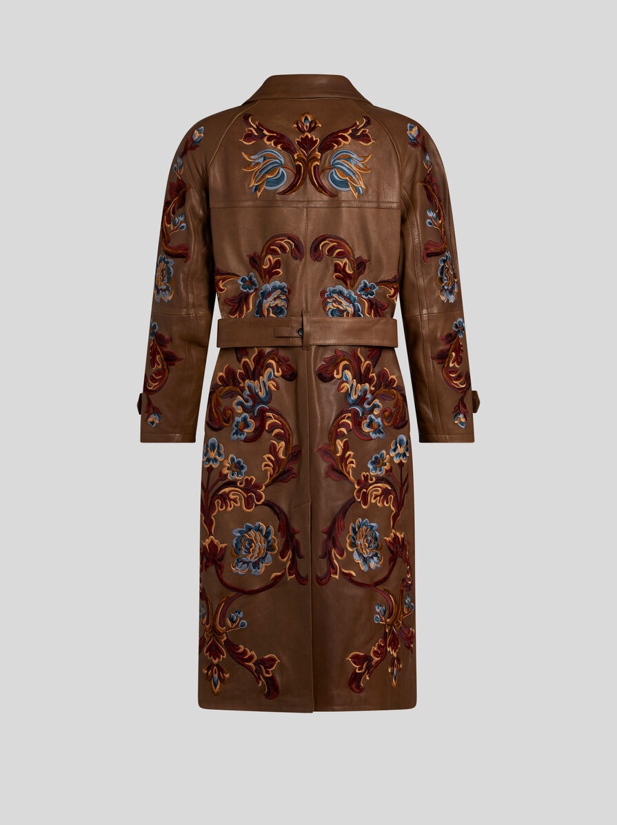 LEATHER TRENCH COAT WITH EMBROIDERY - 6