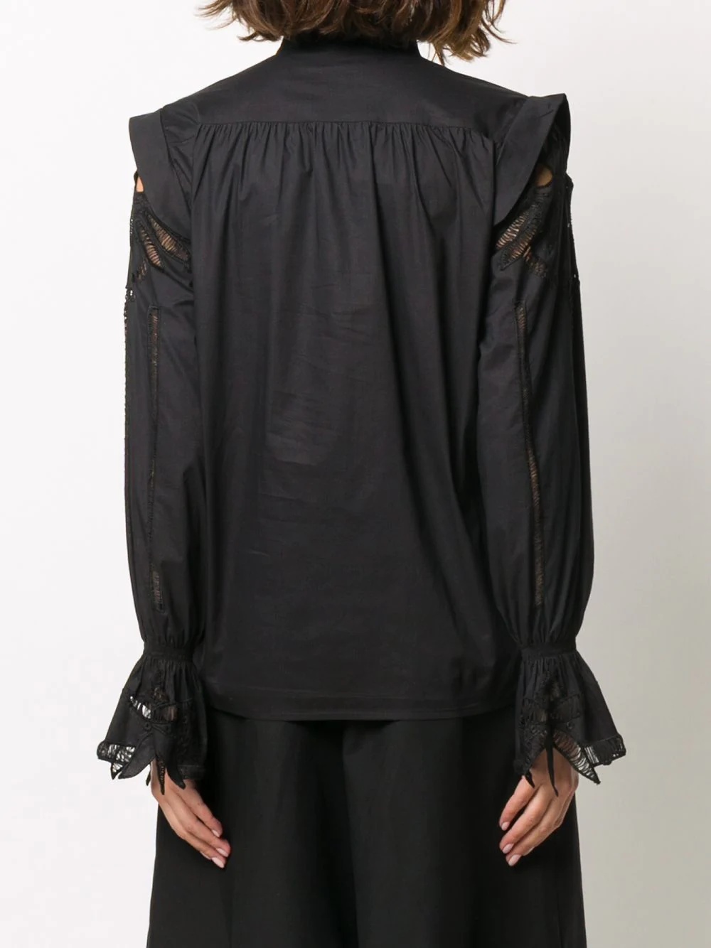 lace-panelled shirt - 4