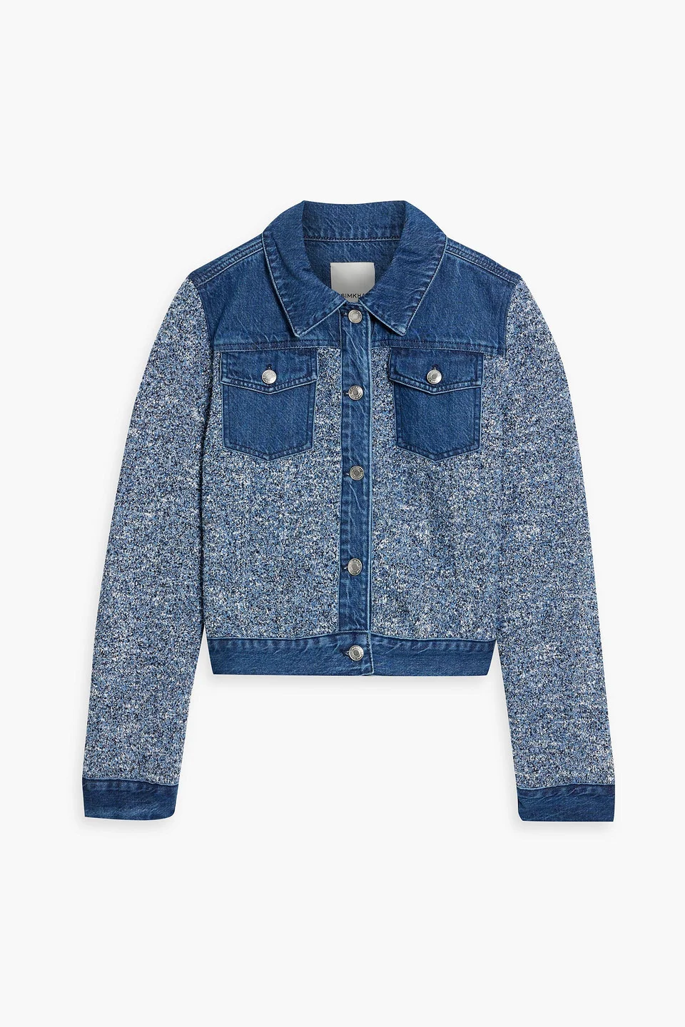 Baylin denim-paneled bouclé-knit cotton-blend jacket - 1