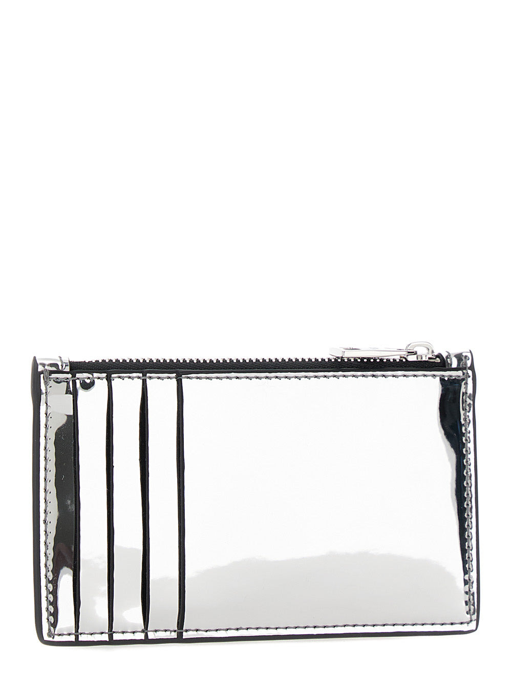 Alexander Mcqueen Men Silver Card-Holder With Mcqueen Graffiti Logo In Laminated Leather Man - 3