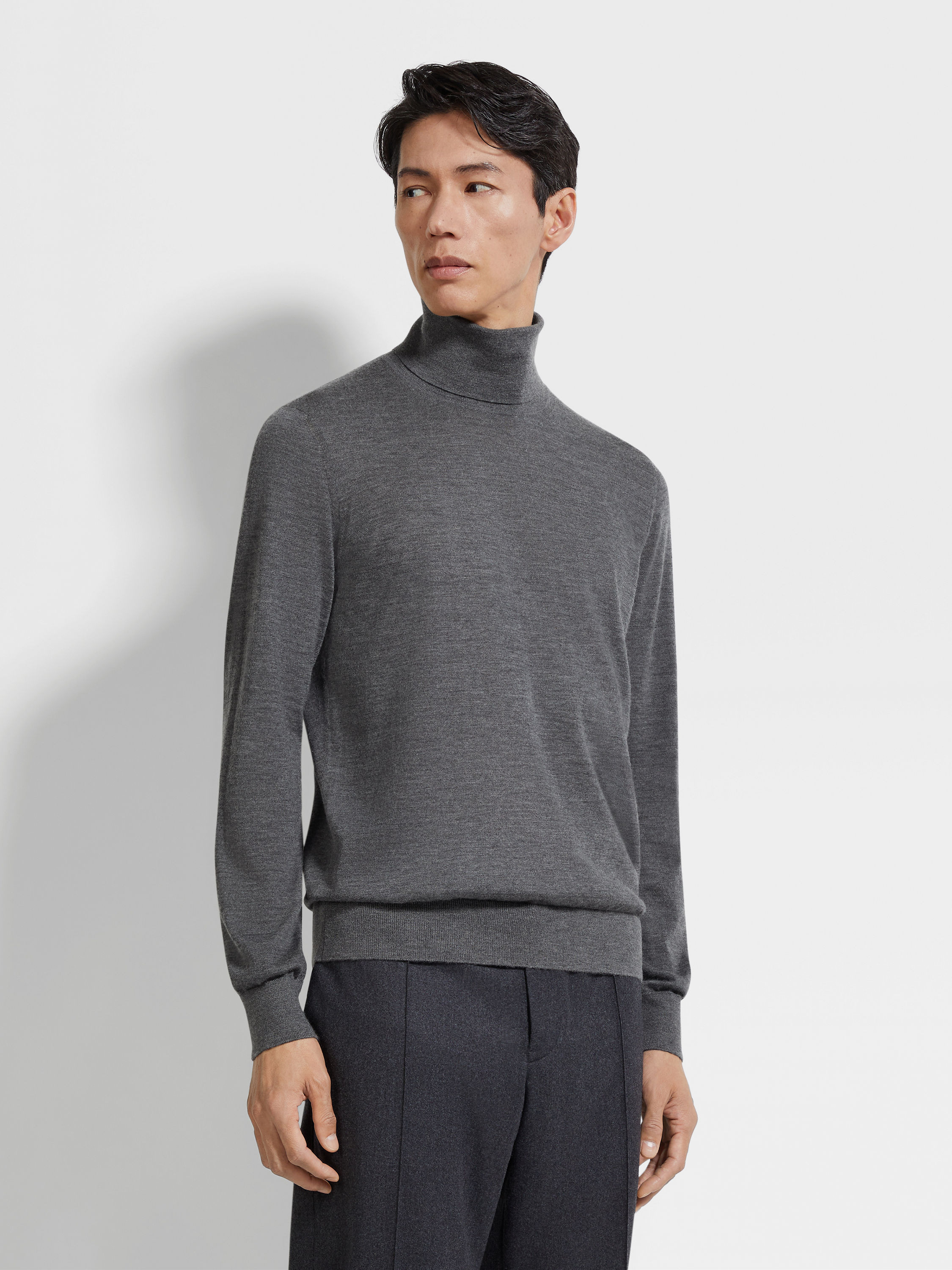 GREY MÉLANGE CASHSETA TURTLENECK - 4