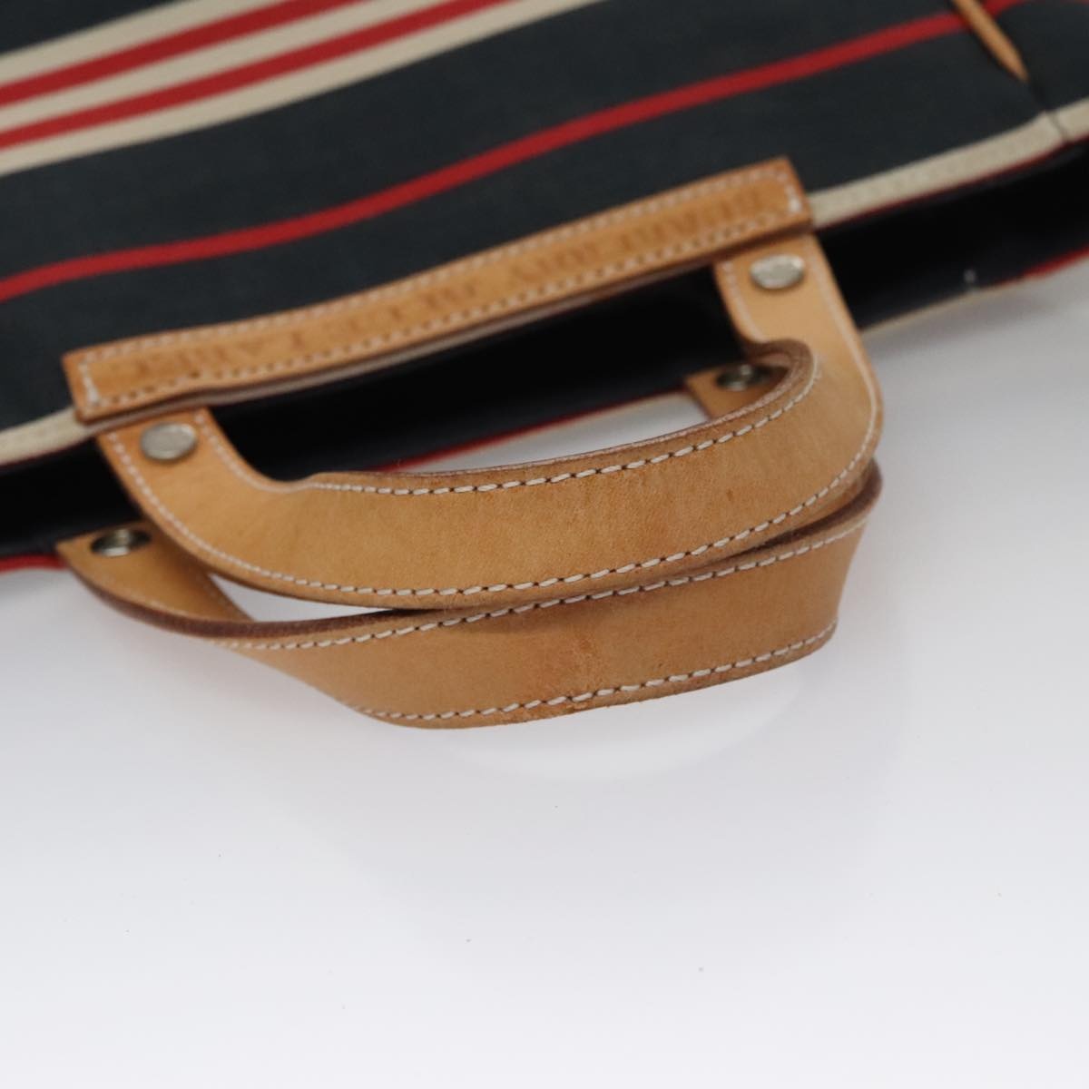 Burberry Hand Bag Canvas Leather Navy Silver - 7