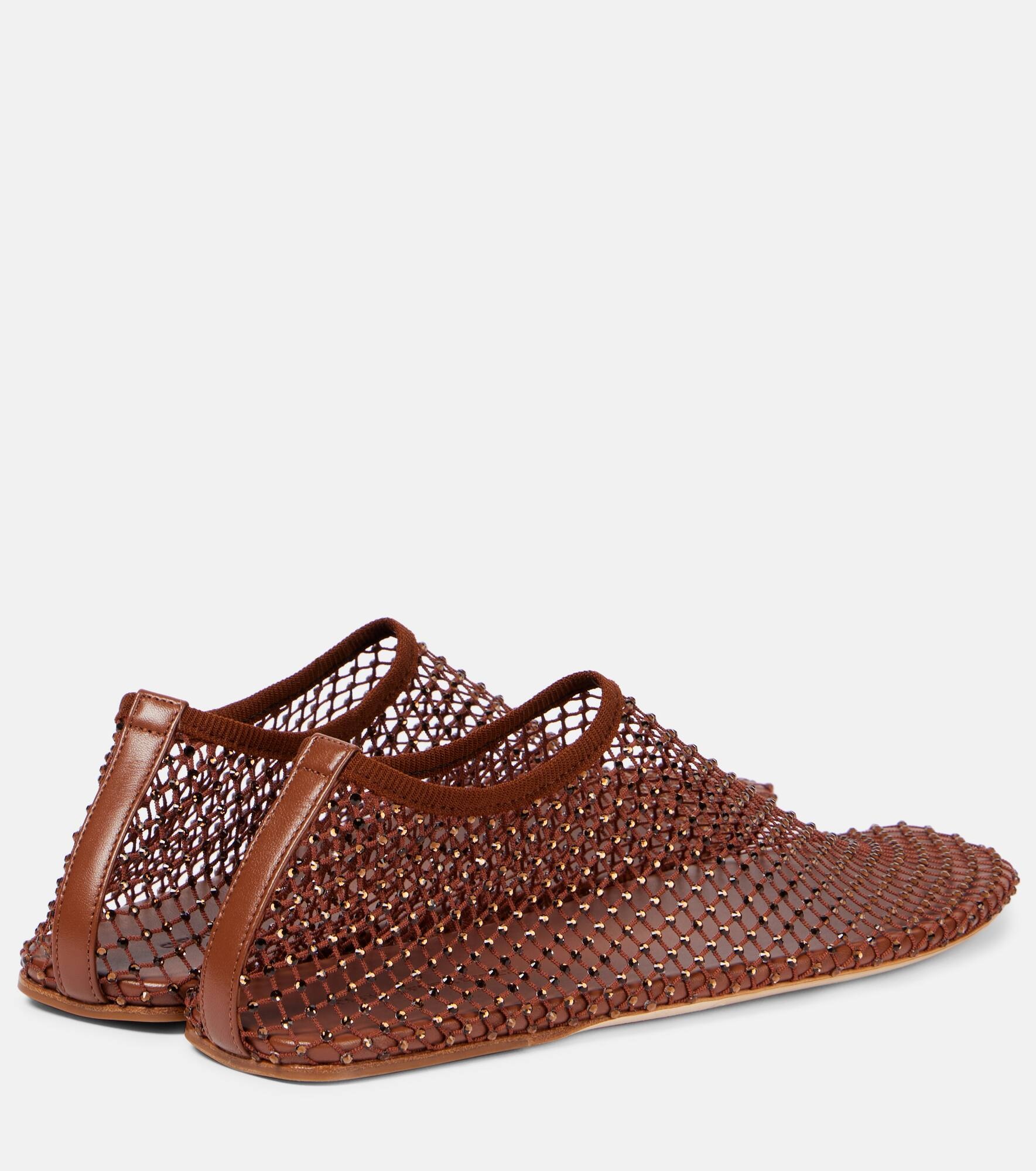 Minette crystal-embellished mesh flats - 2