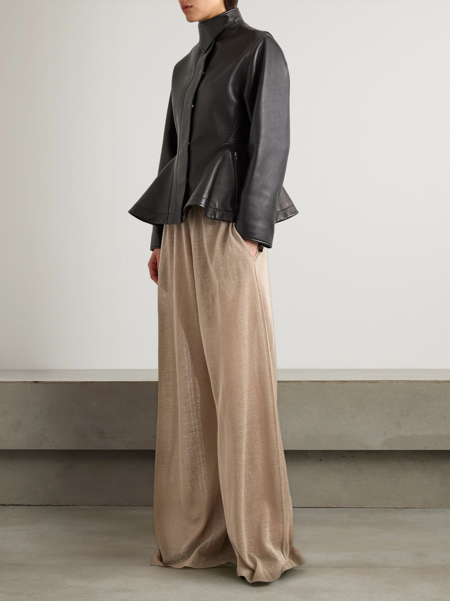 Leather peplum jacket Black - 2