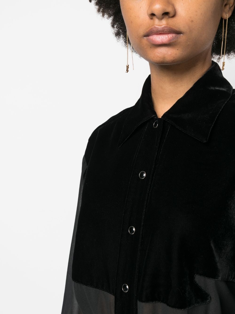 panelled buttoned silk shirt - 5