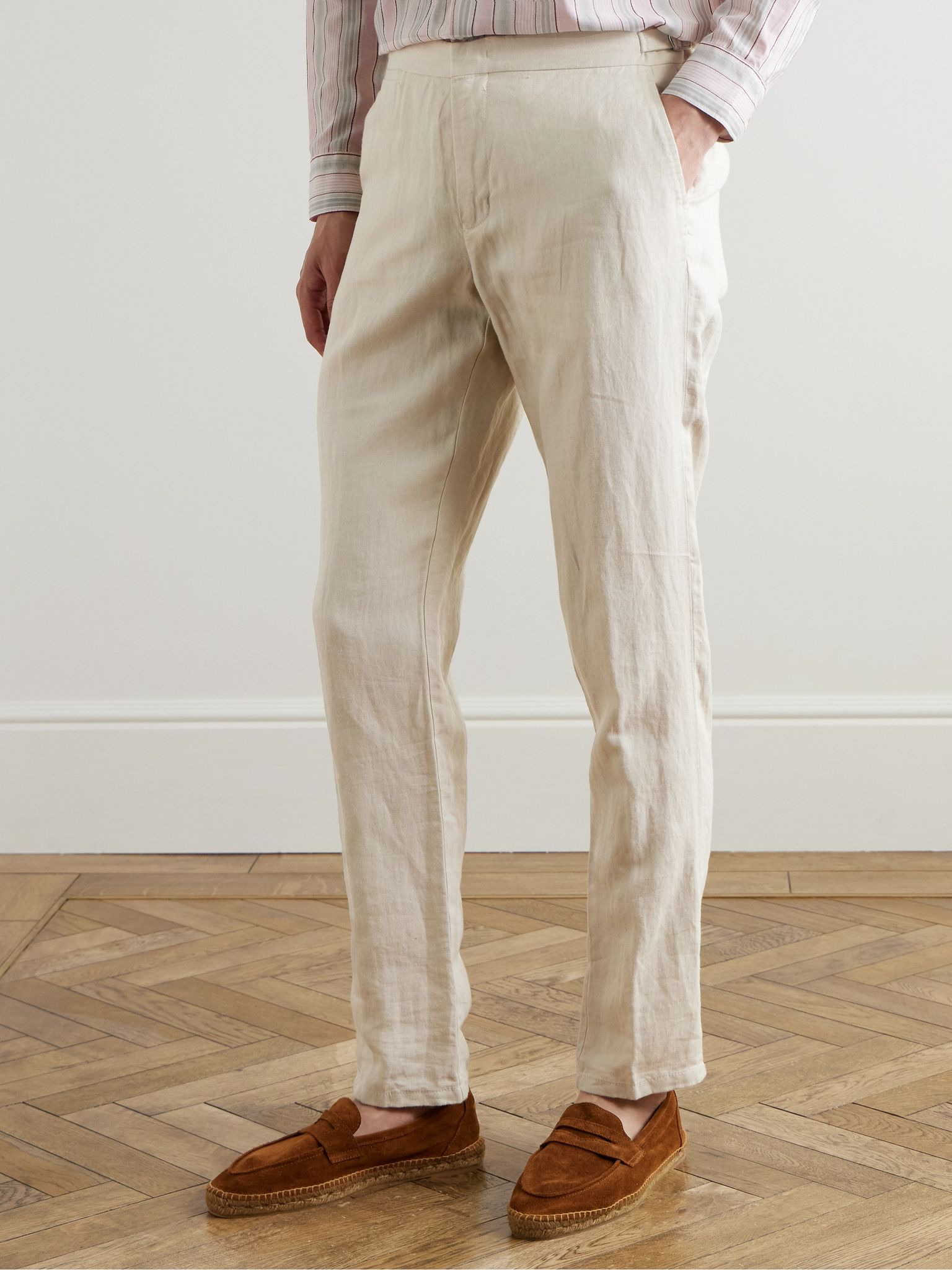 Griffon Tapered Linen Trousers Ecru - 3
