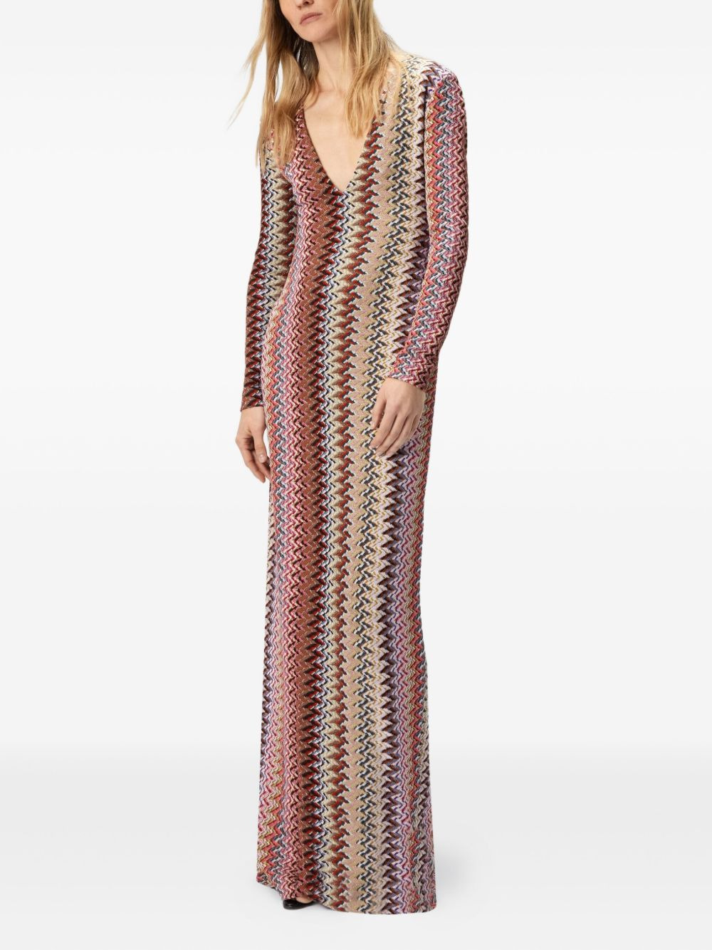 chevron-pattern maxi dress - 2