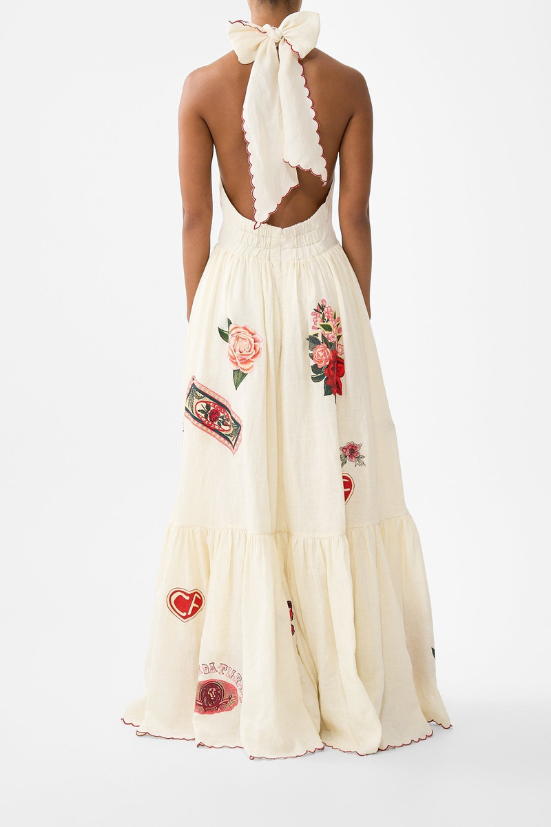 CAMILLA RUFFLE HEM HALTER DRESS outlook