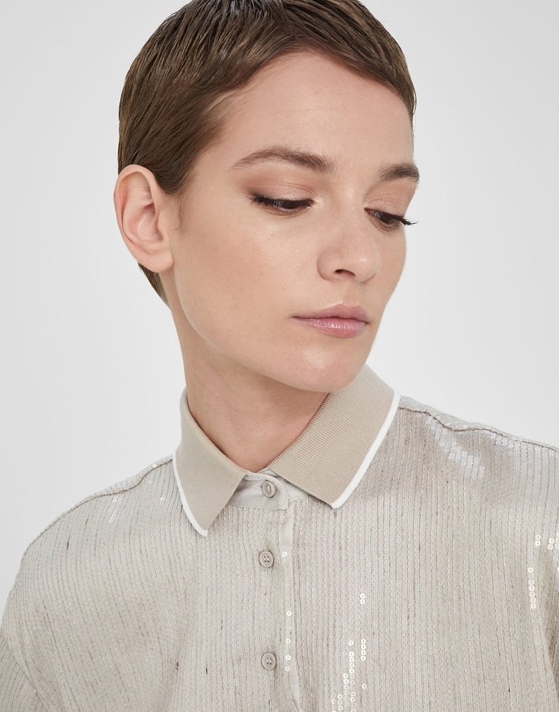 Dazzling satin polo shirt 3