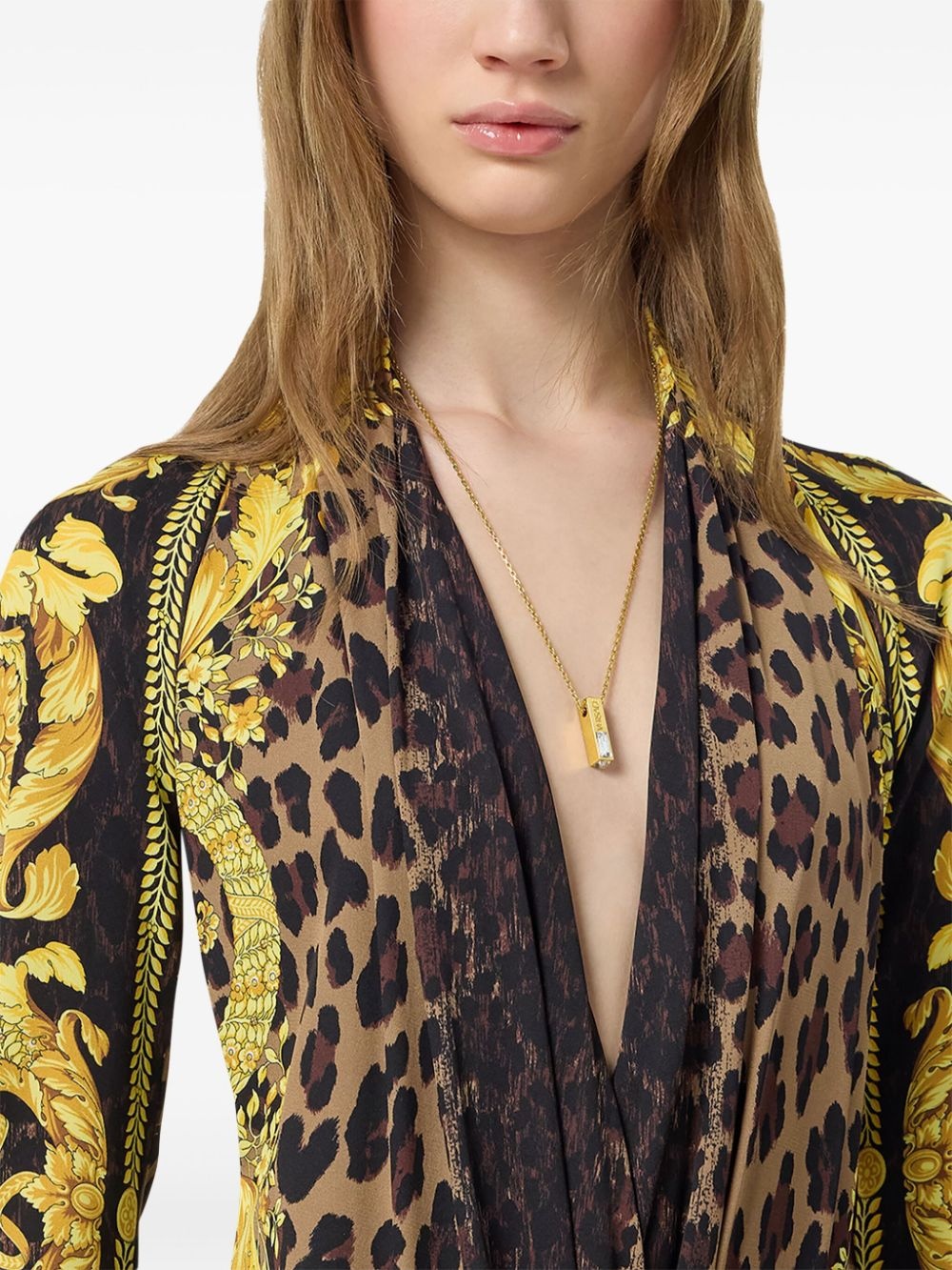Wild Barocco silk draped bodysuit - 5
