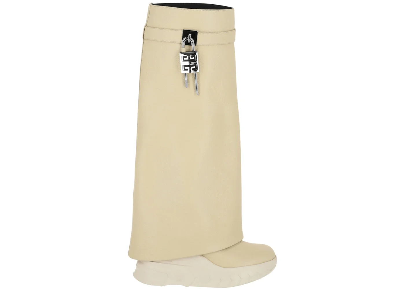 Givenchy Shark Lock Biker Boots Beige 3.3" Heel (Women's) - 1