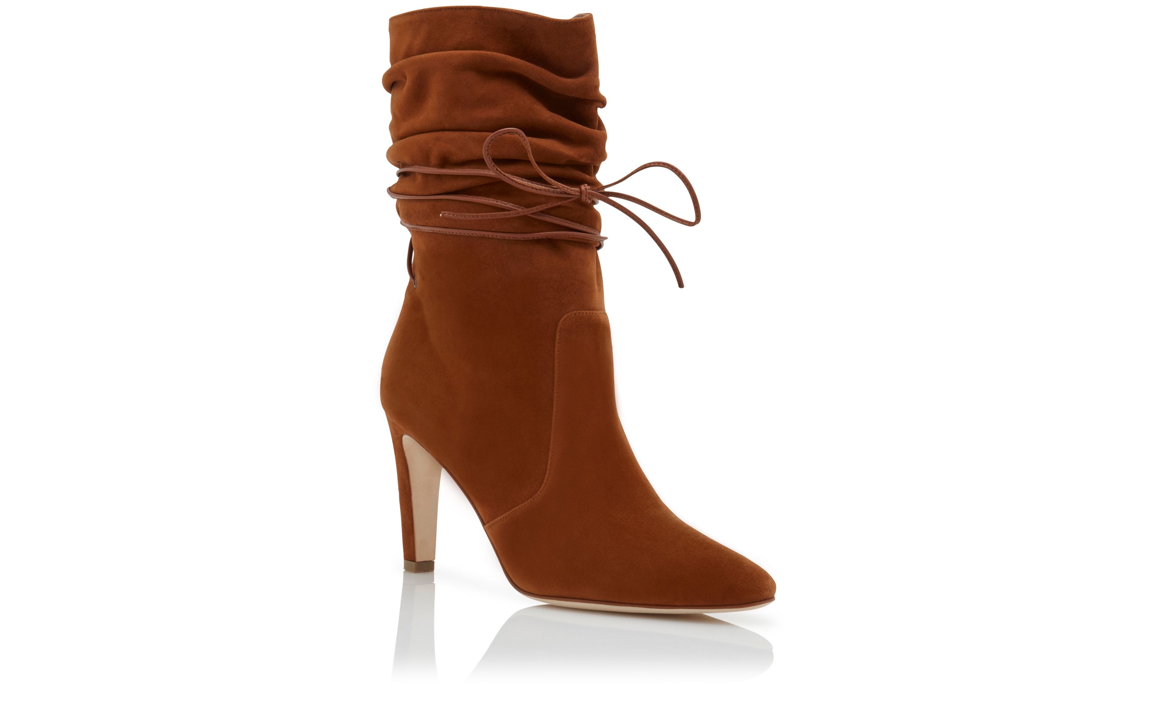 Brown Suede Slouchy Ankle Boots - 3