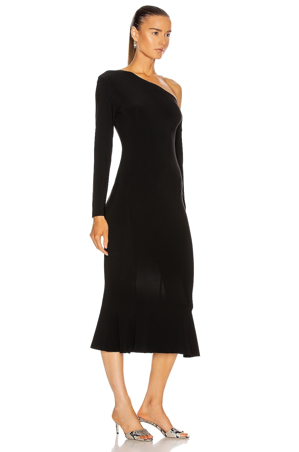 Long Sleeve Drop Shoulder Fishtail Dress - 2