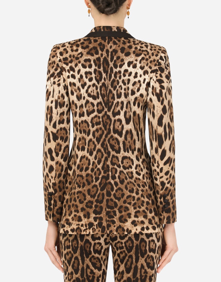 Single-breasted Turlington jacket in leopard-print woolen fabric - 2