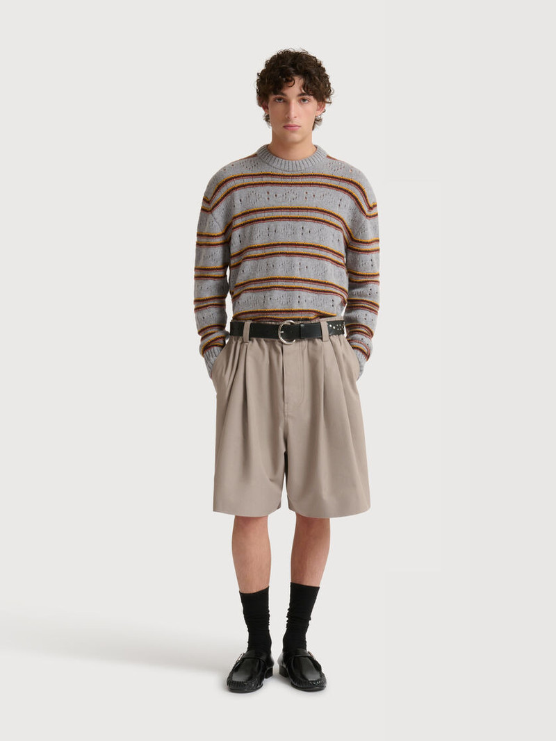 Marni GREY CANVAS SHORTS WITH PLEATS outlook