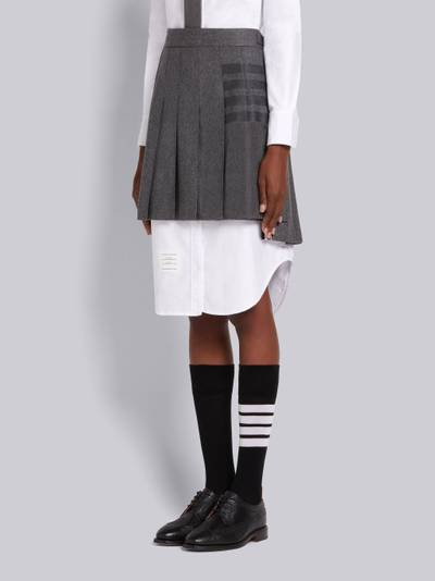 Thom Browne Medium Grey Wool Cashmere Flannel Pleated 4-Bar Mini Skirt outlook
