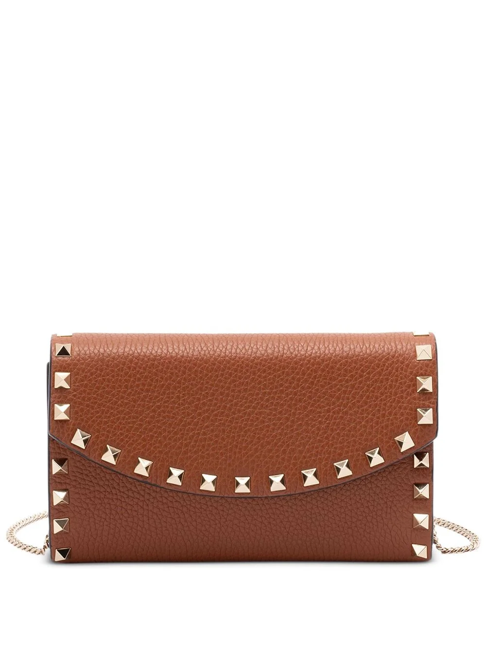 studded leather chain shoulder bag - 1