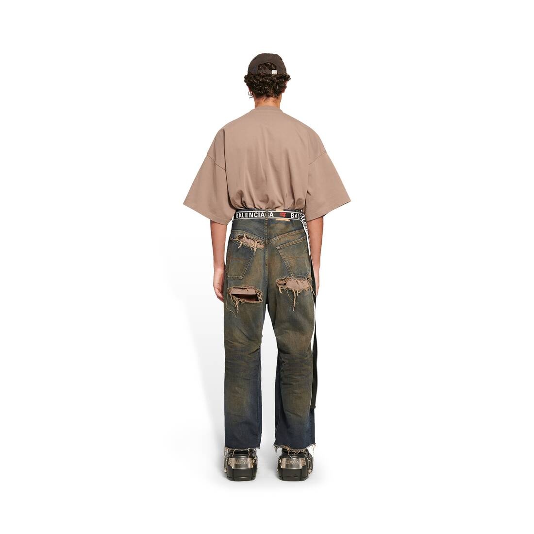 Men's Destroyed Skater Jeans in Blue - 4