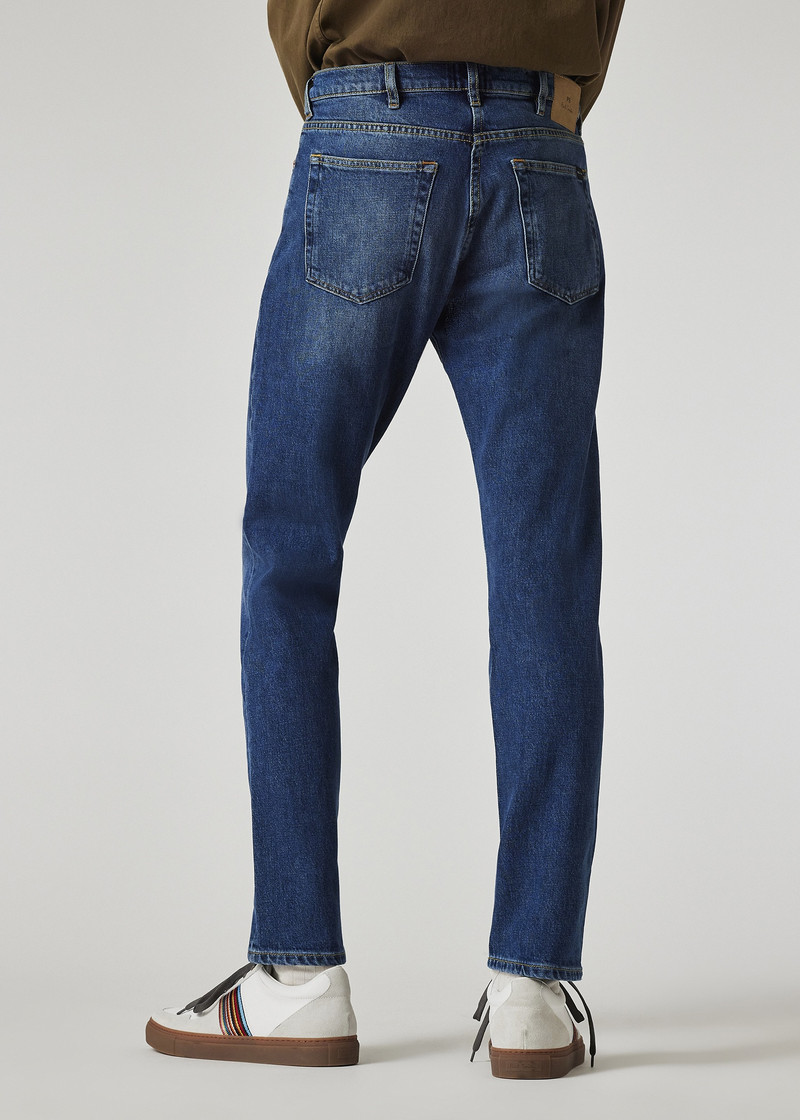 Tapered-Fit Mid-Wash Organic Vintage Stretch Jeans 3